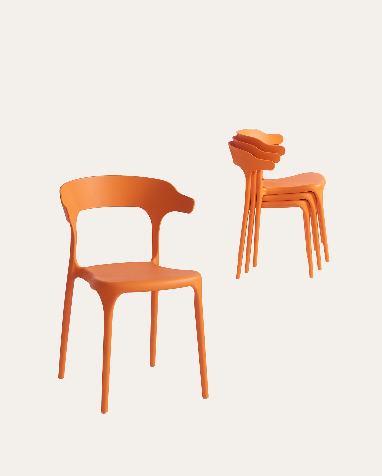 Nara Stackable Chairs, Set of 4, Orange