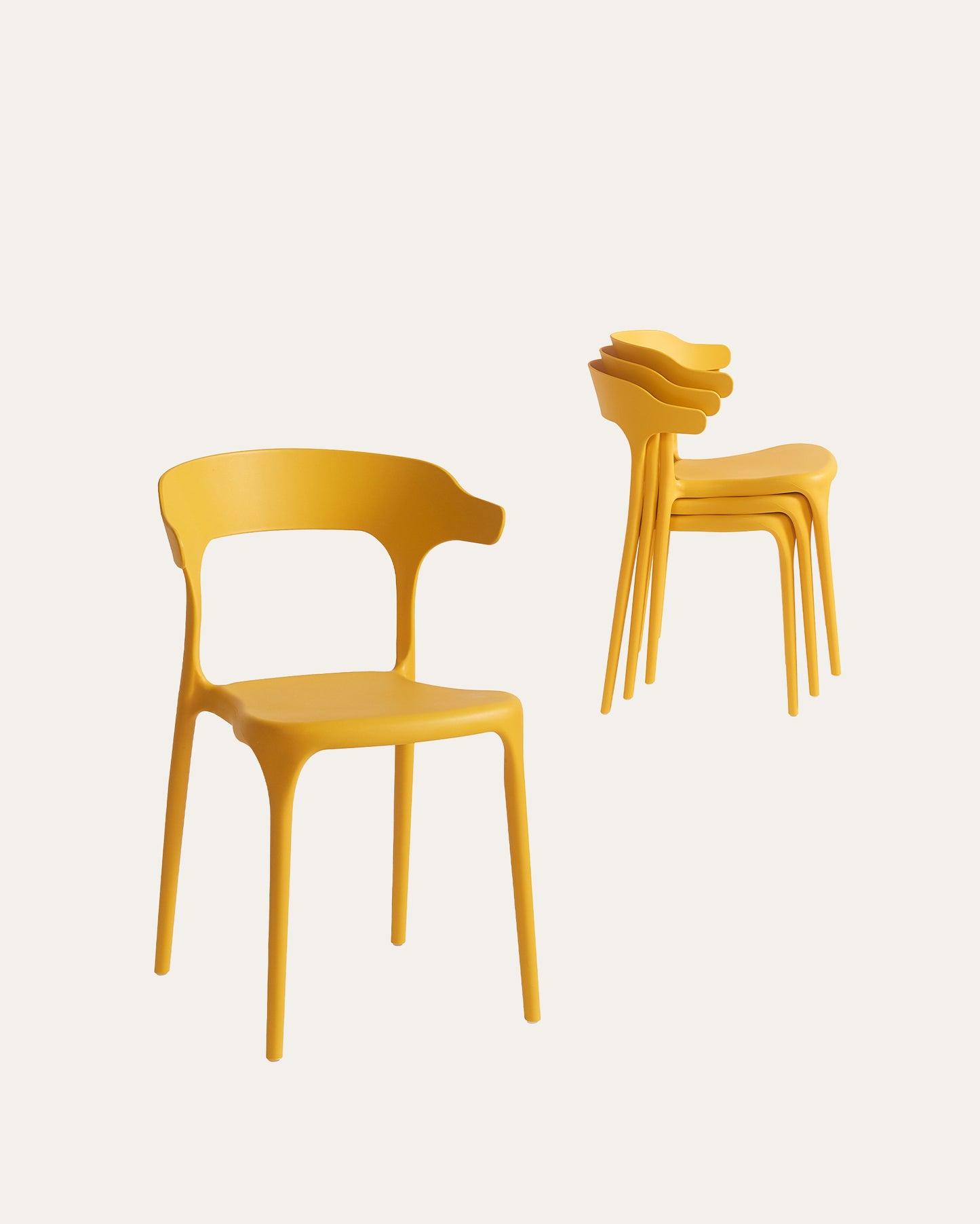 Nara Stackable Chairs, Set of 4, Yellow