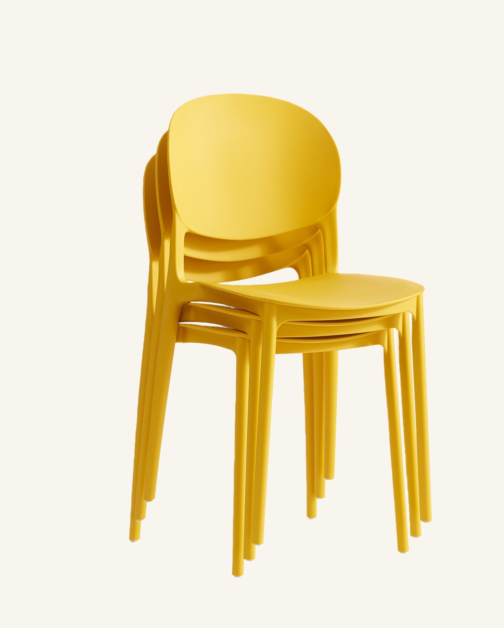 Barker Dam Compact Stackable Dining Chair Set of 4, Yellow