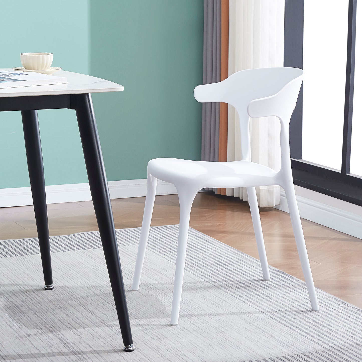 Nara Stackable Chairs, Set of 4, White