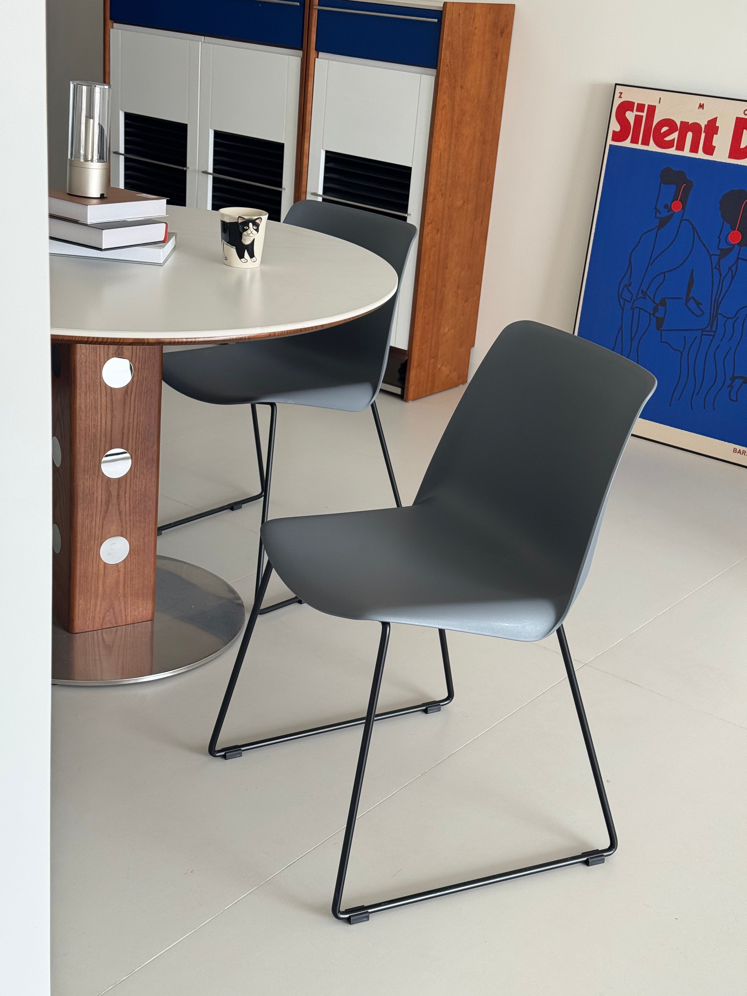 Arcadia Modern Plastic Dining Chair with Metal Legs – Steel Gray, Set of 4