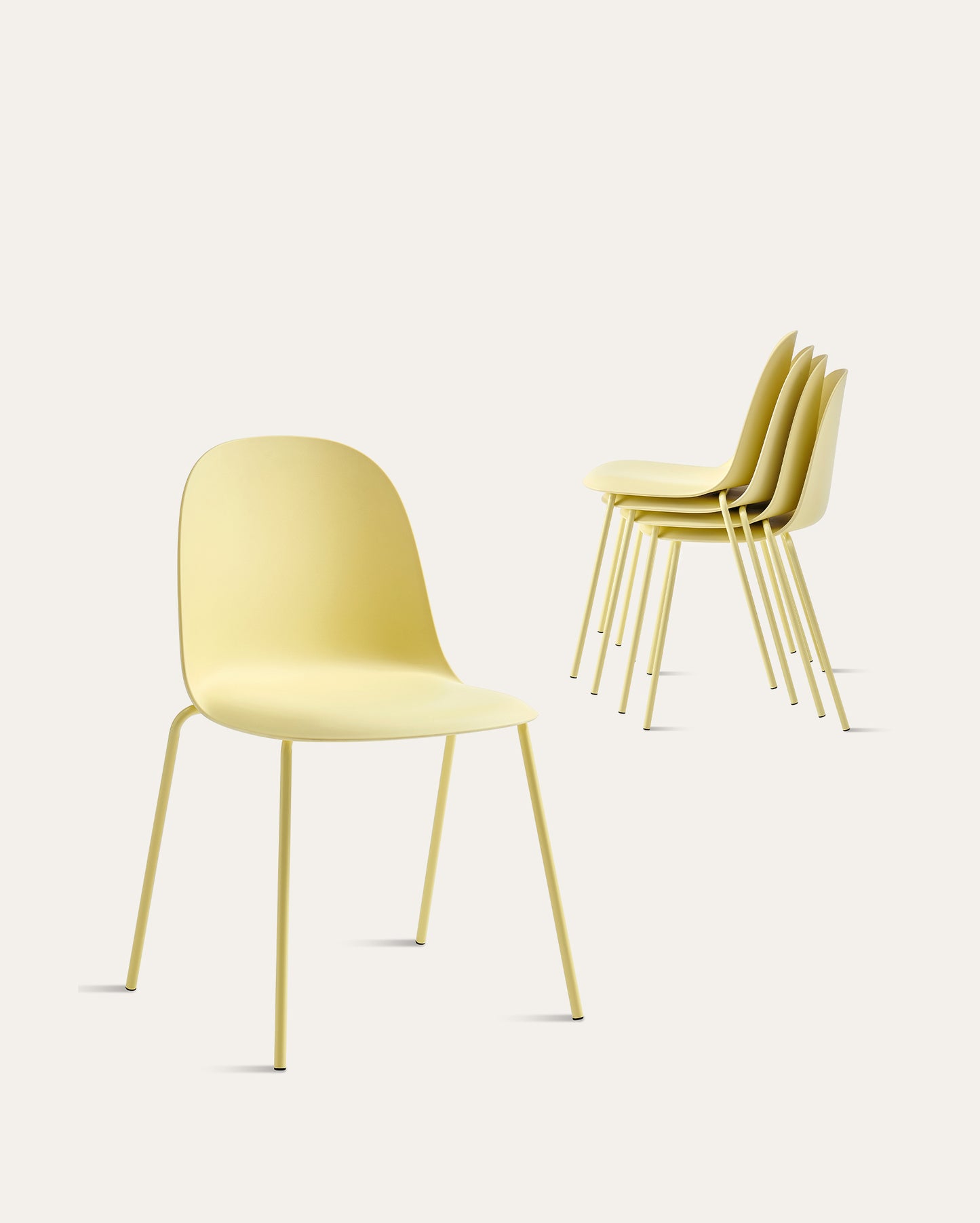Kyoto Industrial Dining Chair – Light Yellow, Set of 4