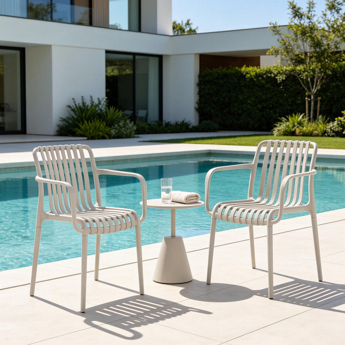 Dana Point Flex Outdoor Stackable Chairs - Set of 4, Light Taupe