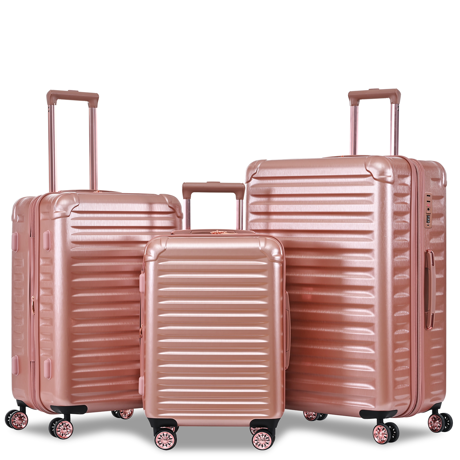 XDECO 3-Pieces Luggage set in brushed rose gold