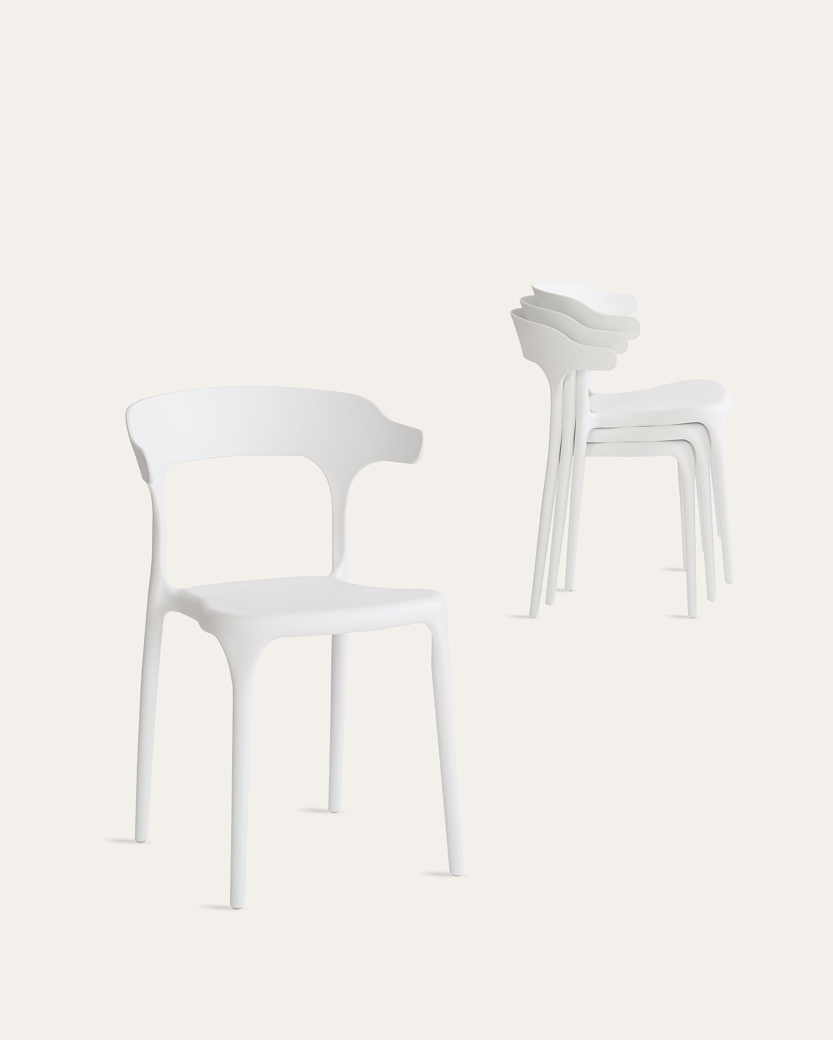 Nara Stackable Chairs - Set of 4, Cloud White