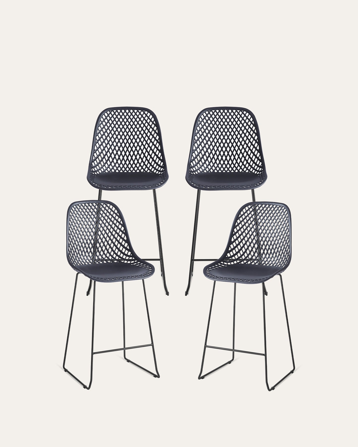 Contemporary Plastic Side Chair – Black, Set of 4
