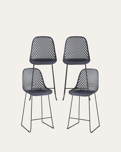 Contemporary Plastic Side Chair – Black, Set of 4