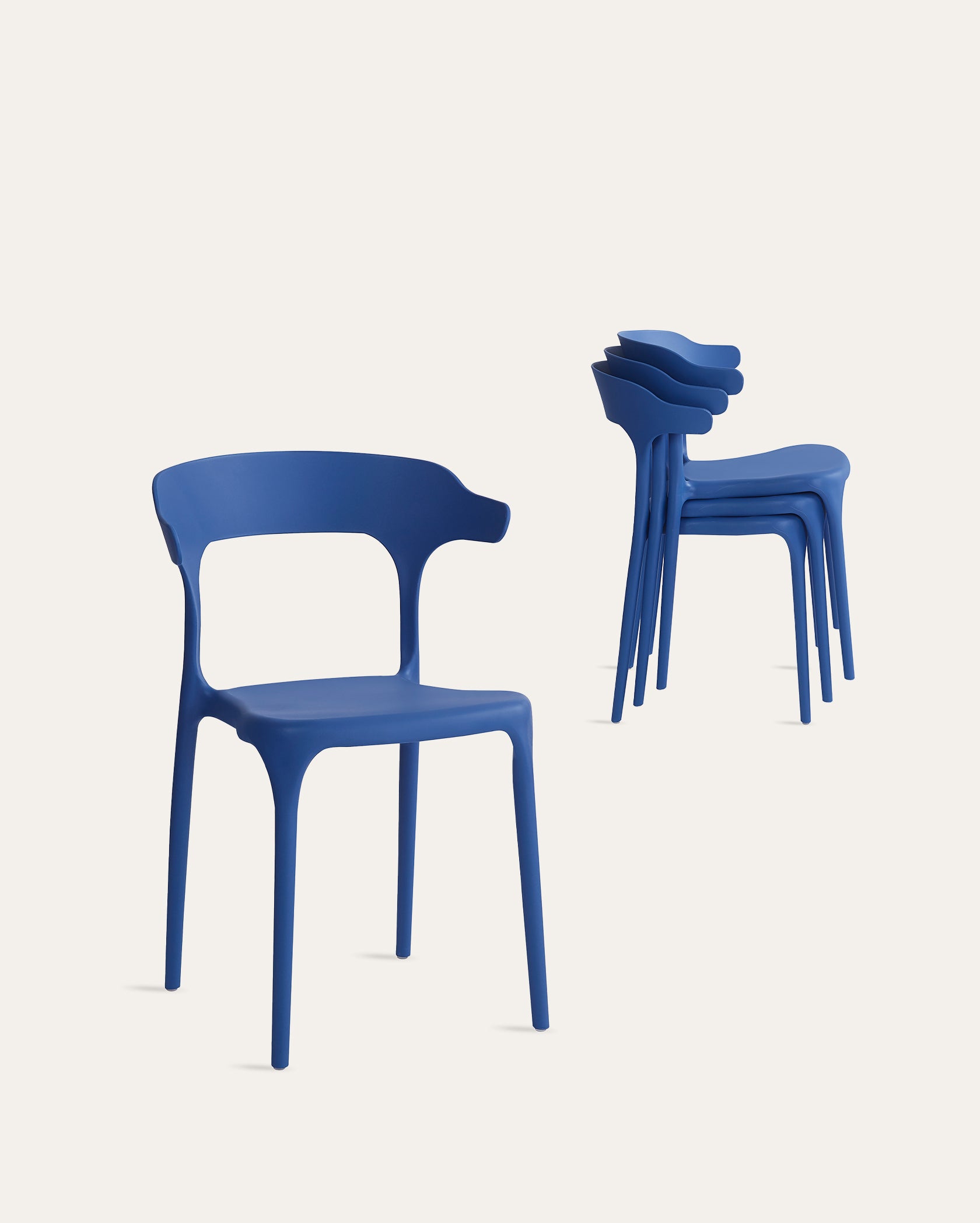 Nara Stackable Chairs - Set of 4, Cobalt Blue