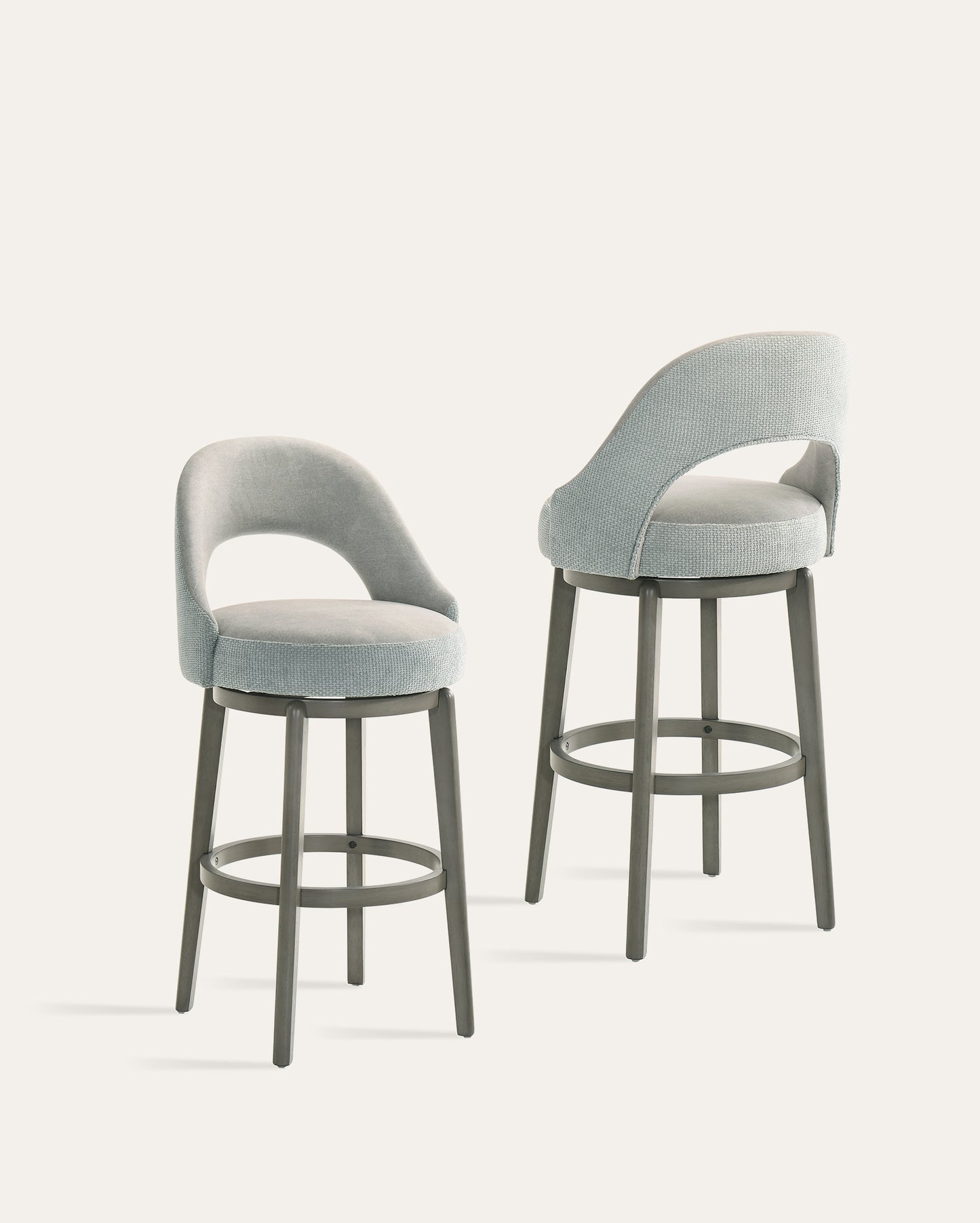 Whistler Swivel Velvet Bar Stools, Grey, Set of 2