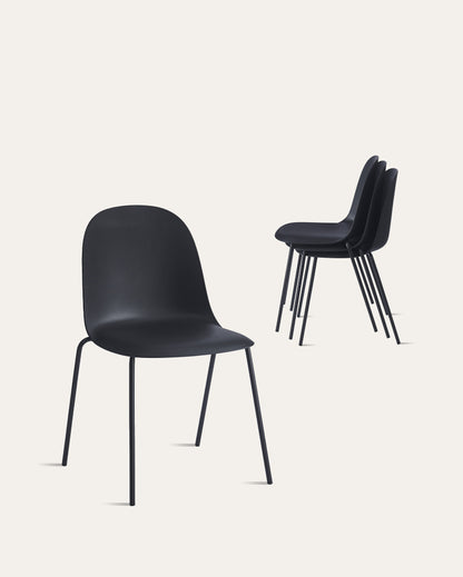 Kyoto Industrial Dining Chair – Black, Set of 4