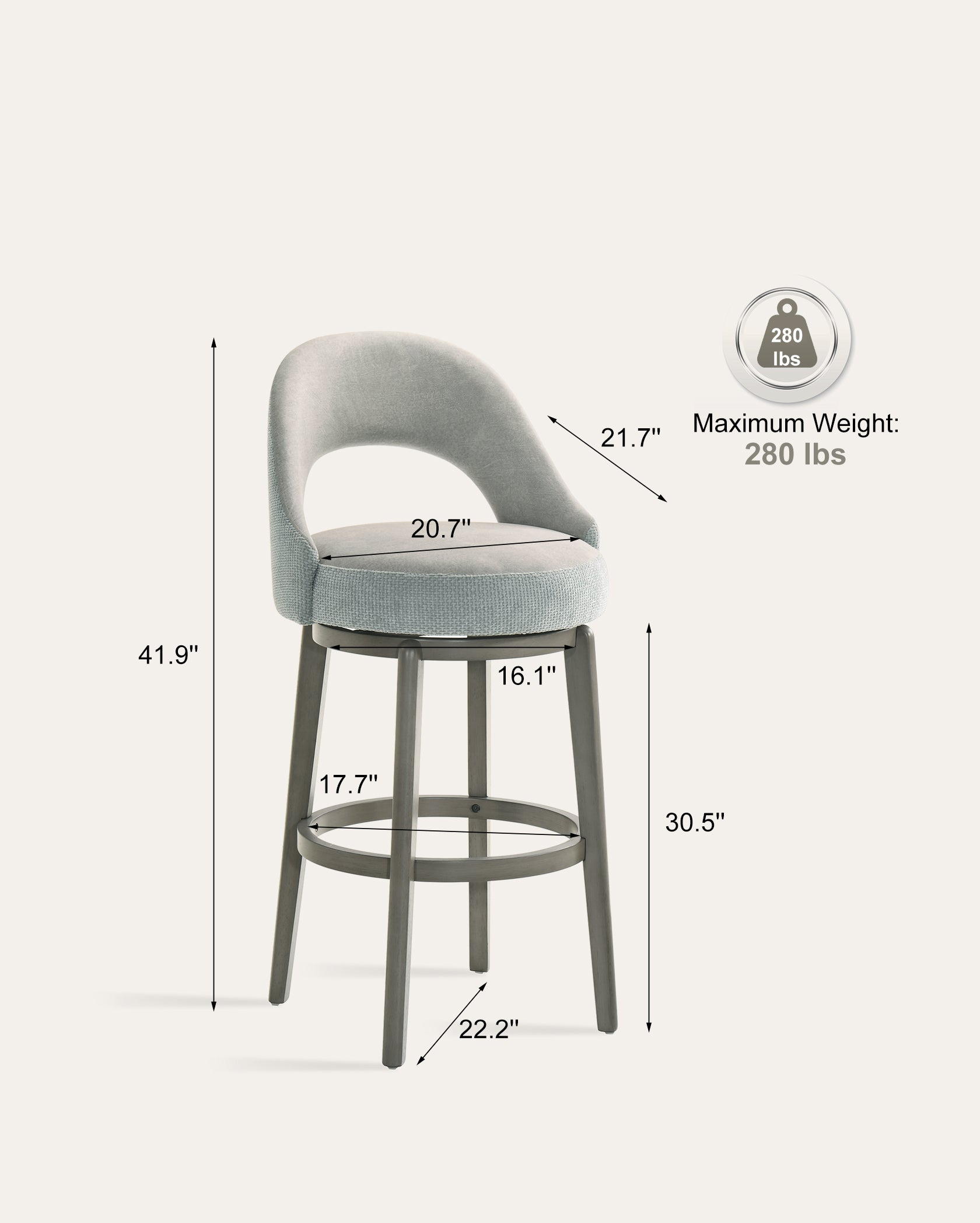 Whistler Swivel Velvet Bar Stools, Set of 2