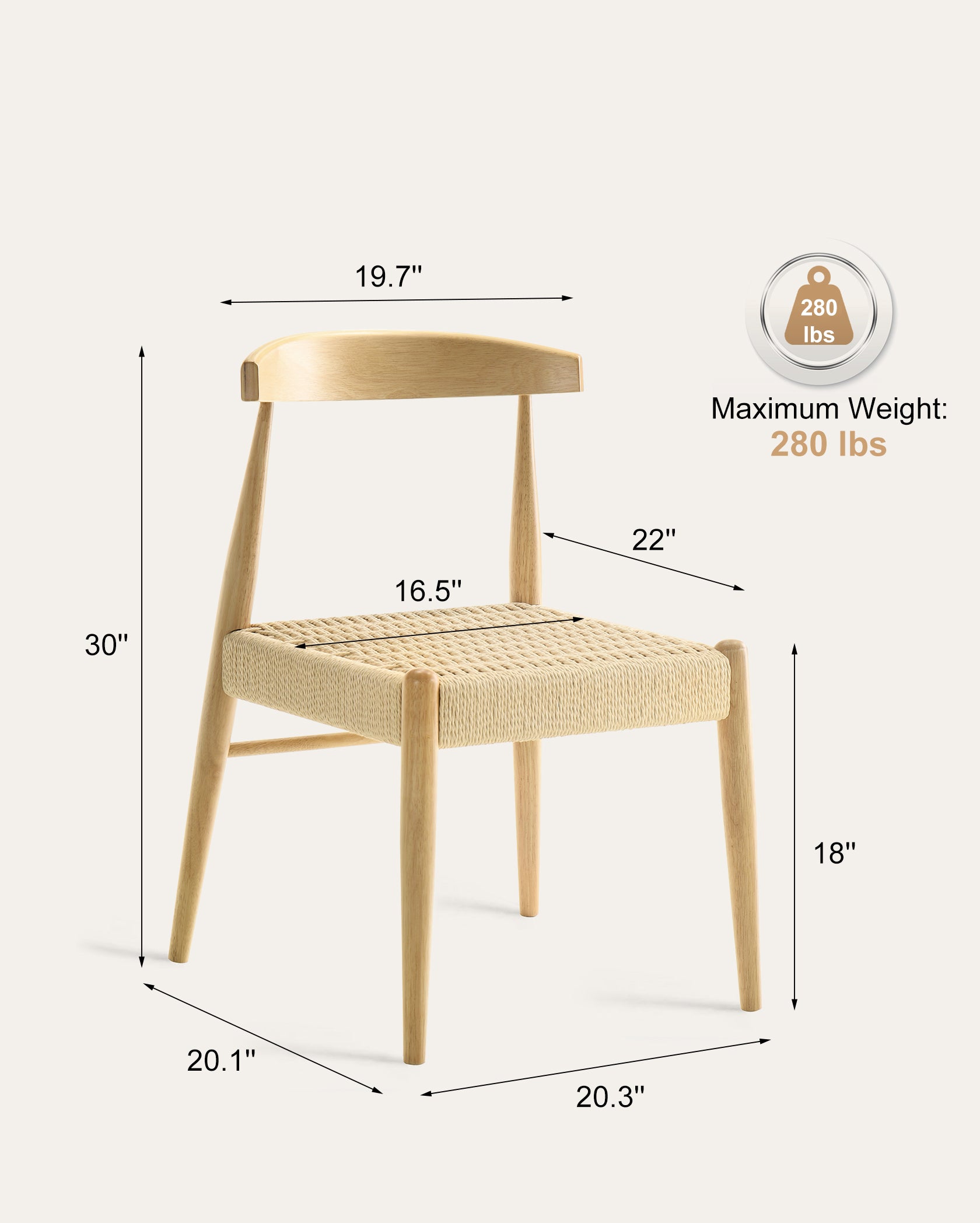 Kuala Natural Wood Chairs , Set of 2