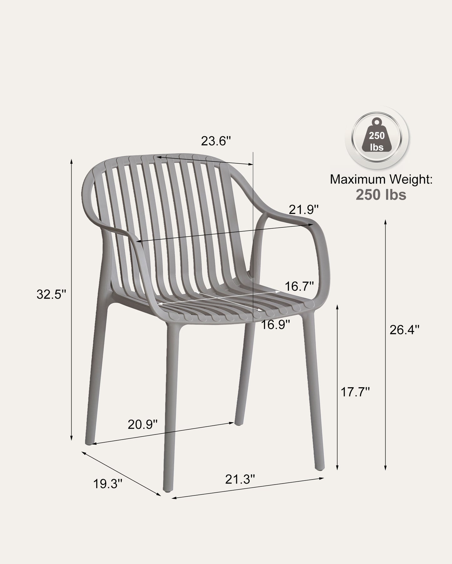 Everest Stackable Chairs, Grey, Set of 4