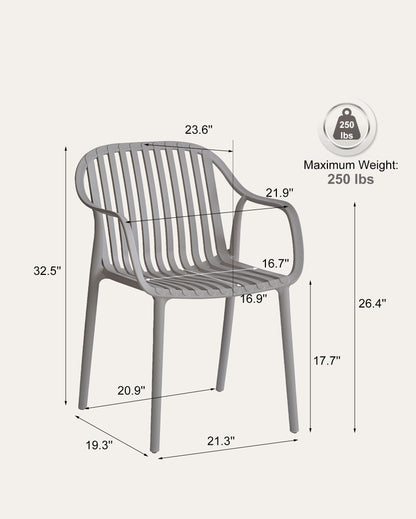 Everest Stackable Chairs, Grey, Set of 4