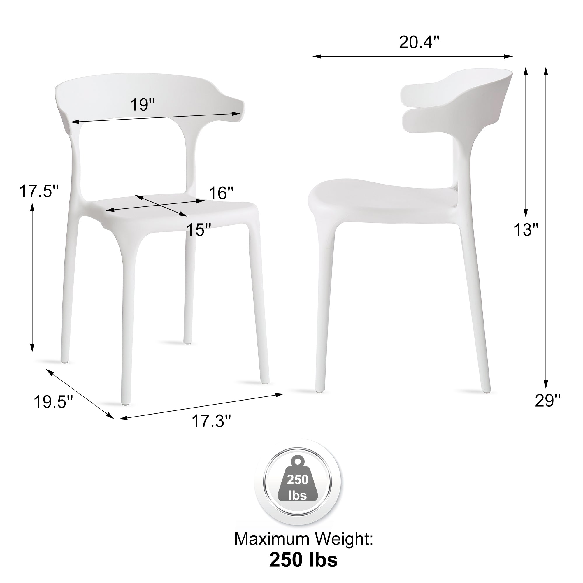 Coachella Stackable Chairs - Set of 4, Cloud White