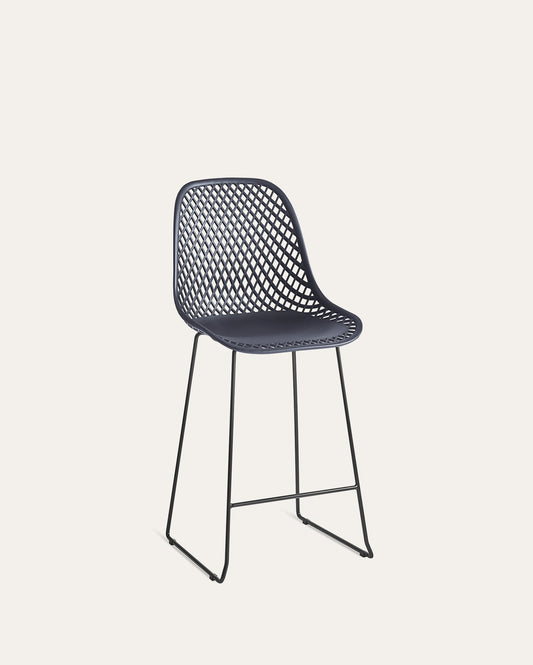 Contemporary Plastic Side Chair – Black, Set of 4
