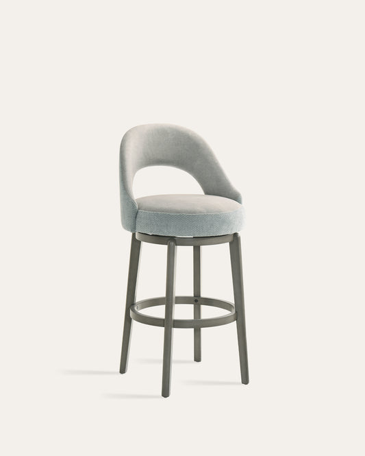 Whistler Swivel Velvet Bar Stools, Grey, Set of 2