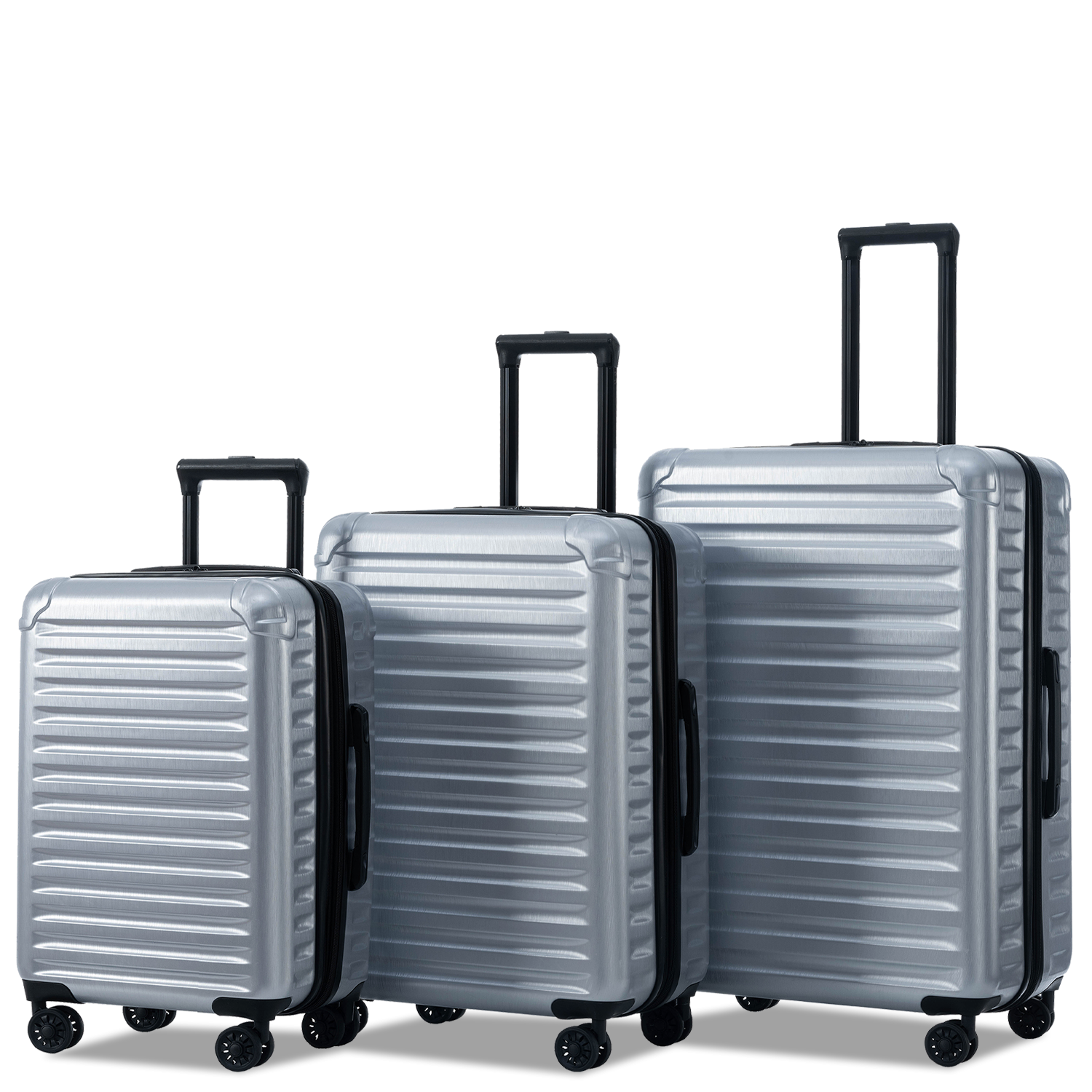 XDECO 3-Pieces Luggage set in brushed silver