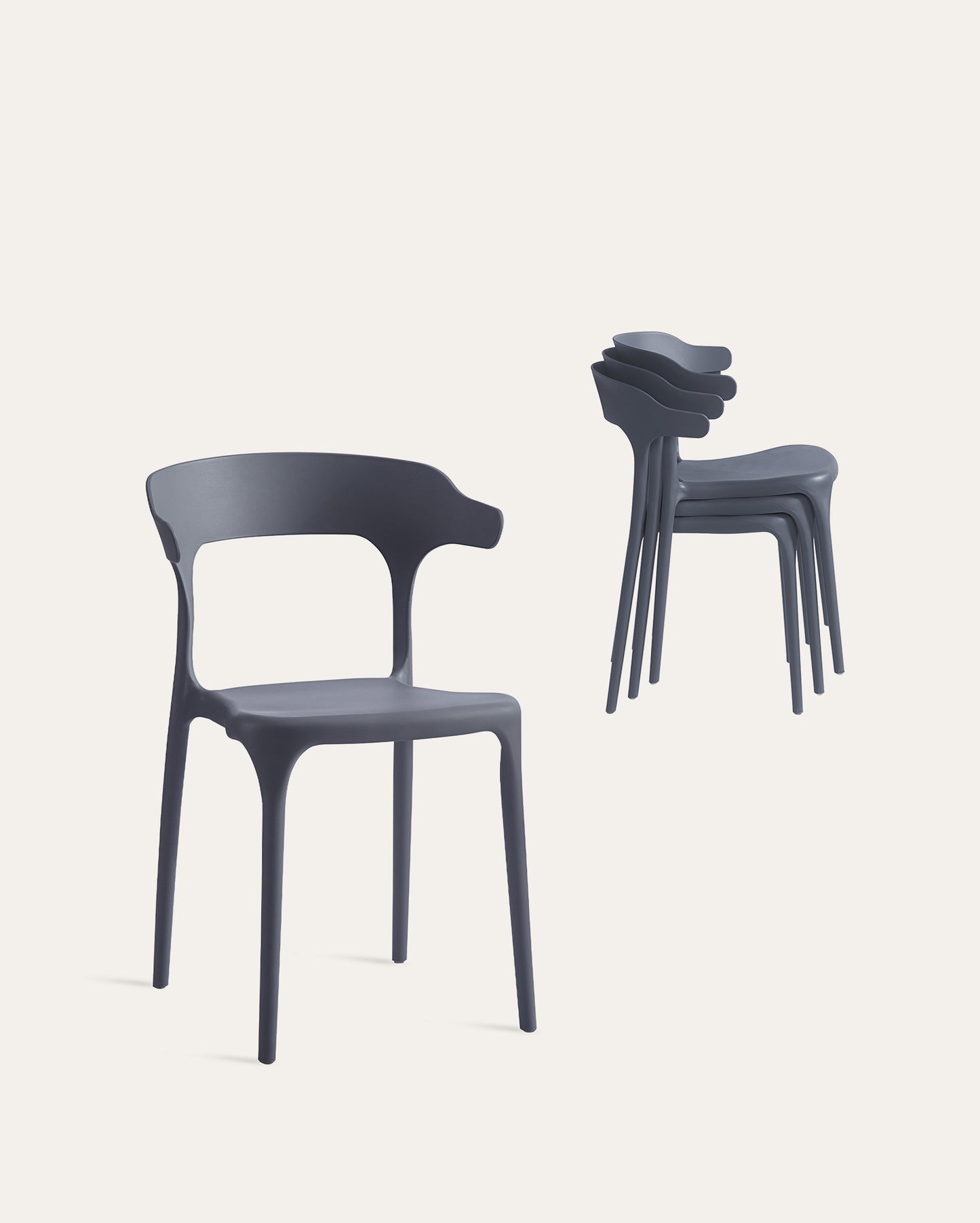 Nara Stackable Chairs, Set of 4, Grey
