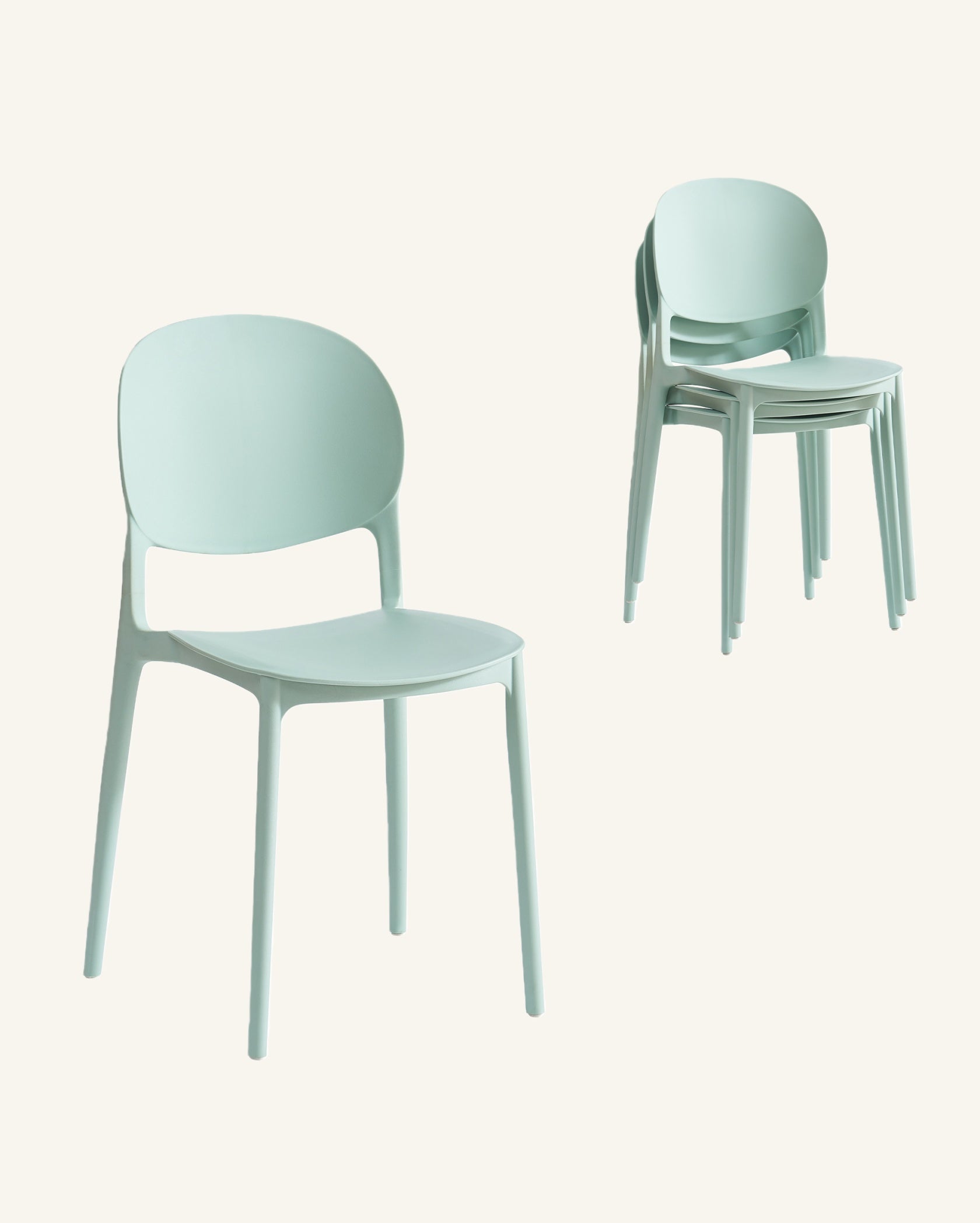 Barker Dam Compact Stackable Dining Chair Set of 4, Ice Blue