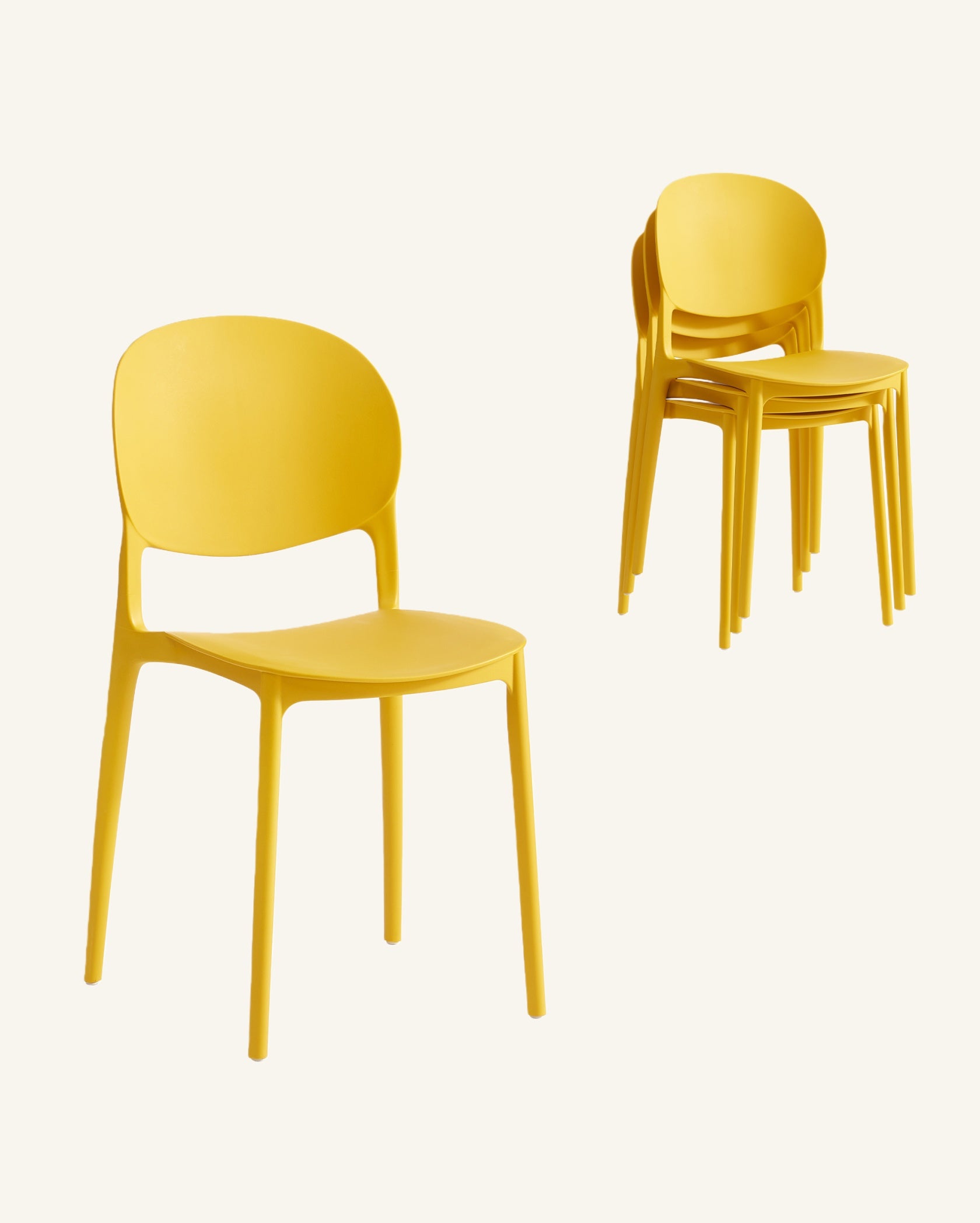 Barker Dam Compact Stackable Dining Chair Set of 4, Yellow