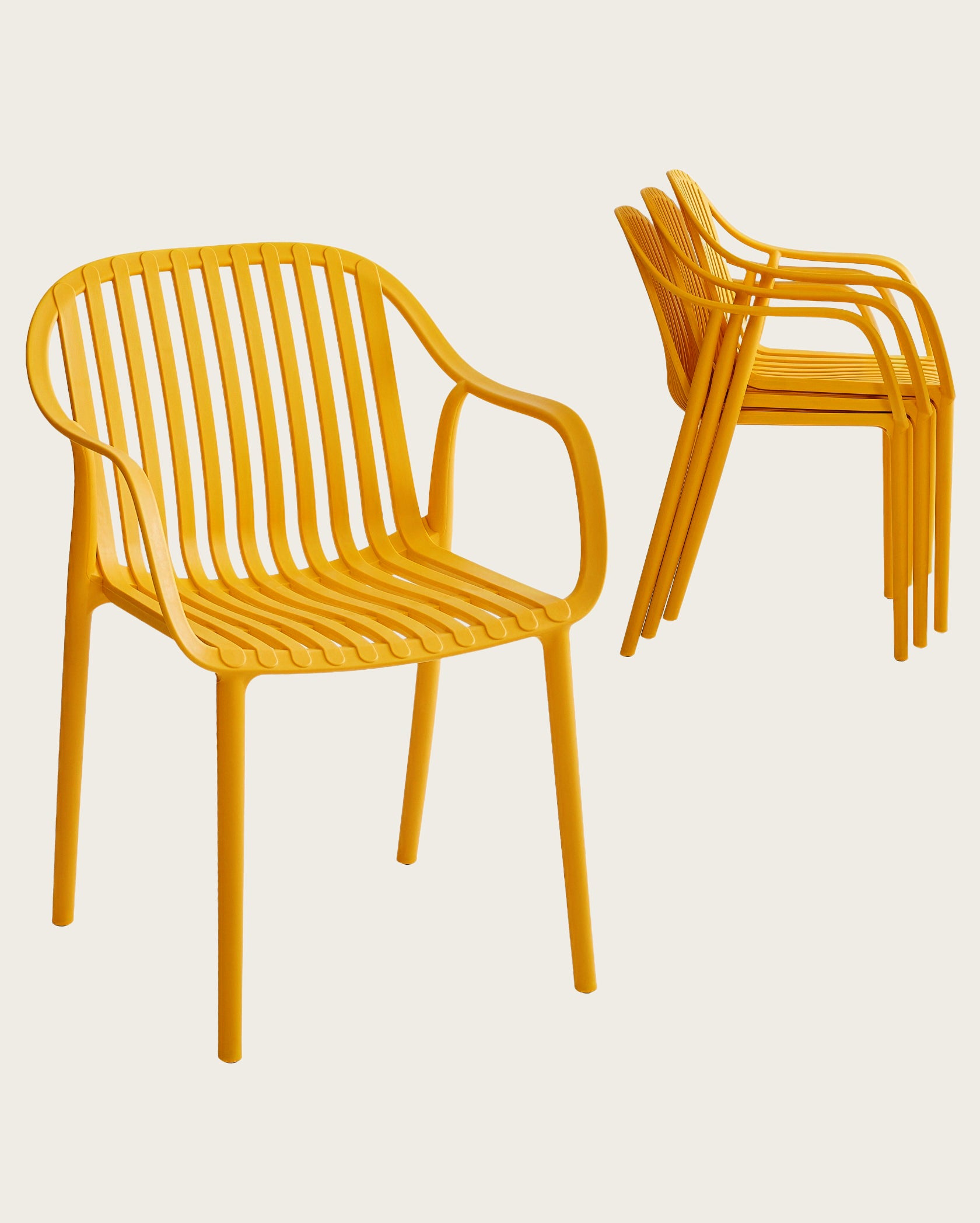 Dana Point Stackable Chairs - Set of 4, Yellow