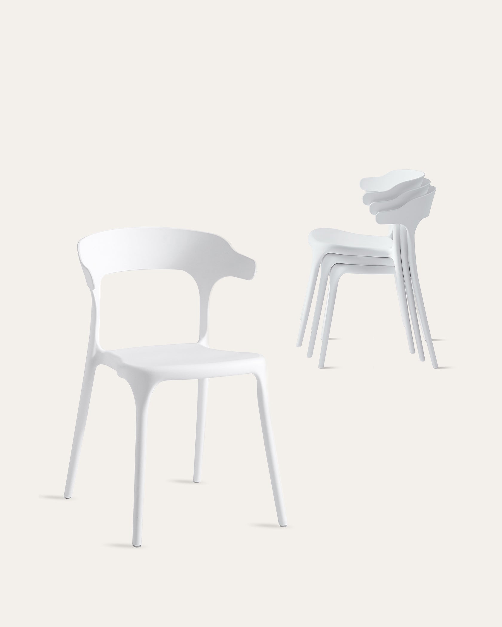 Nara Stackable Chairs - Set of 4, White