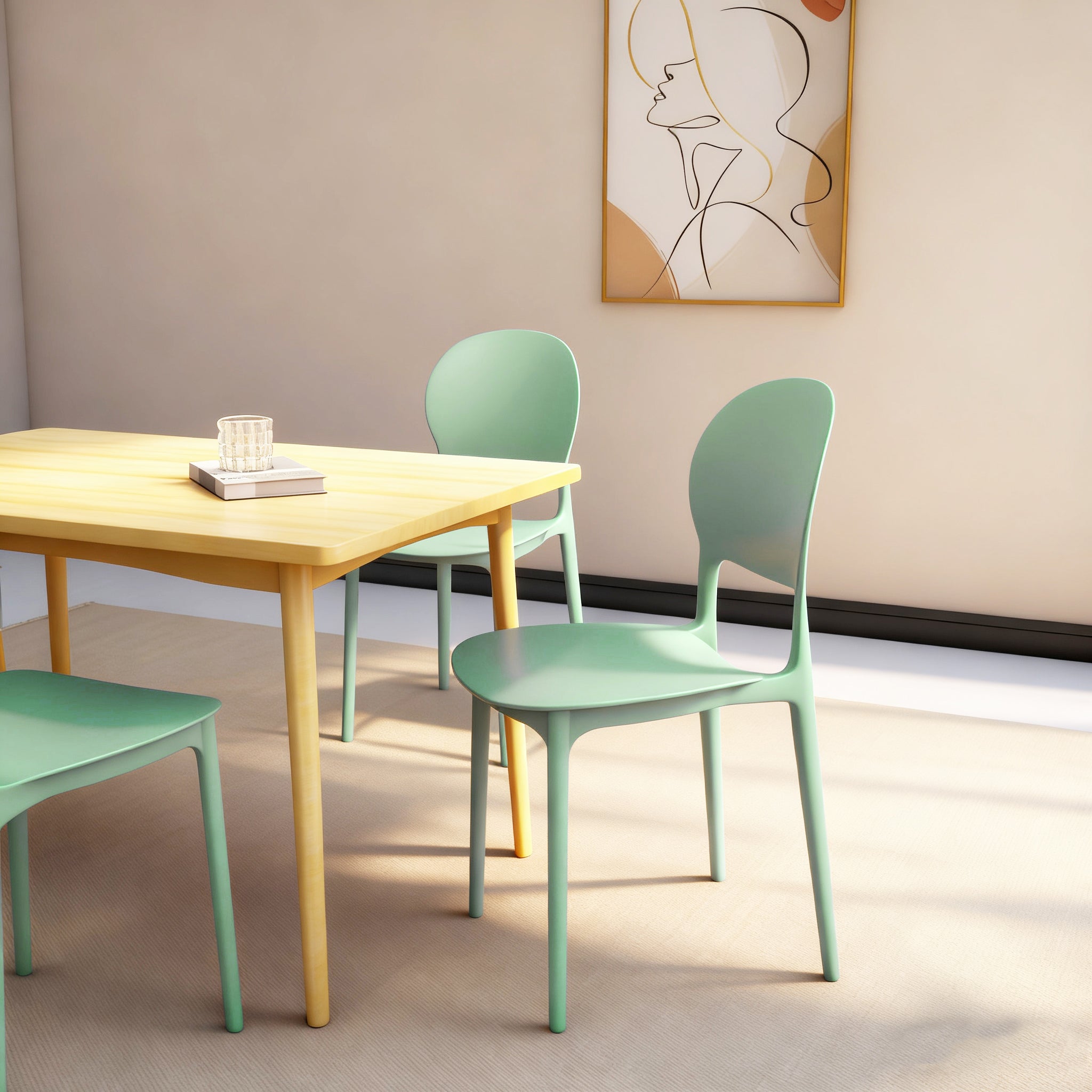 Barker Dam Compact Stackable Dining Chair Set of 4, Ice Blue