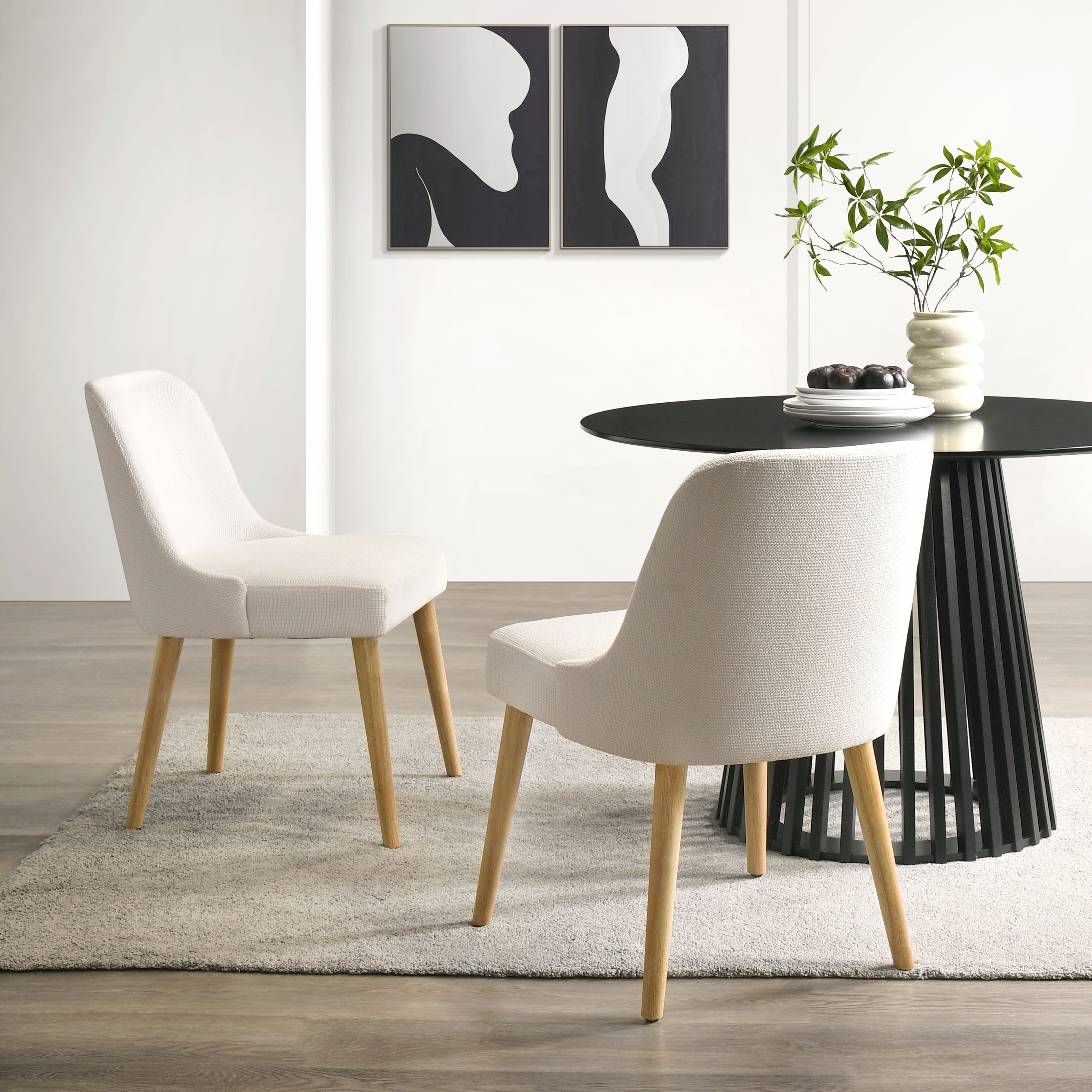 Calabasas Upholstered Dining Chair - Cream, Set of 2