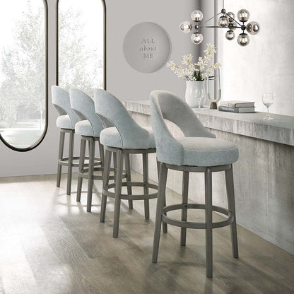 Whistler Swivel Velvet Bar Stools, Grey, Set of 2