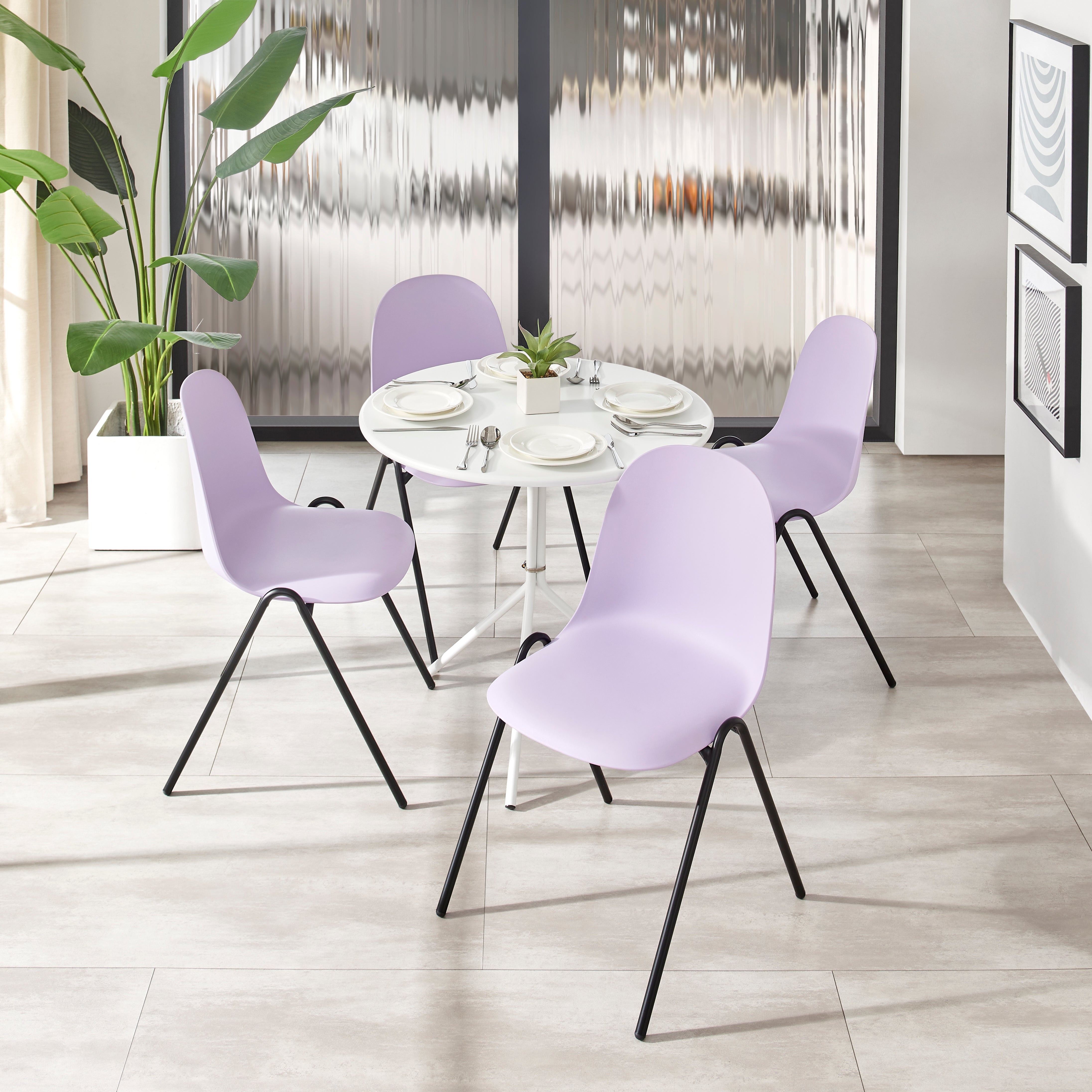 Berlin Contemporary Minimalist Dining Chair – Pastel Lilac