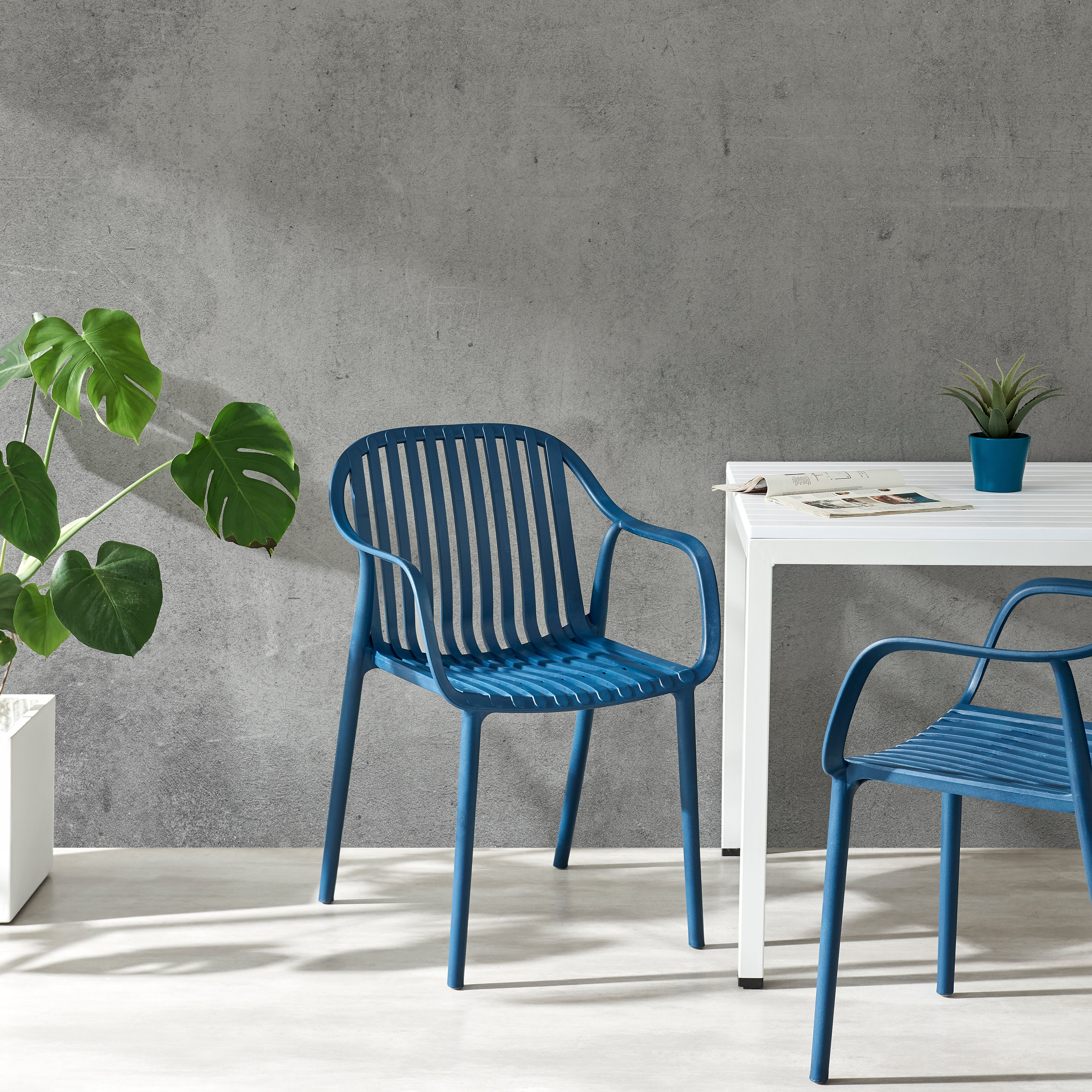Everest Stackable Chairs - Set of 4, Space Blue