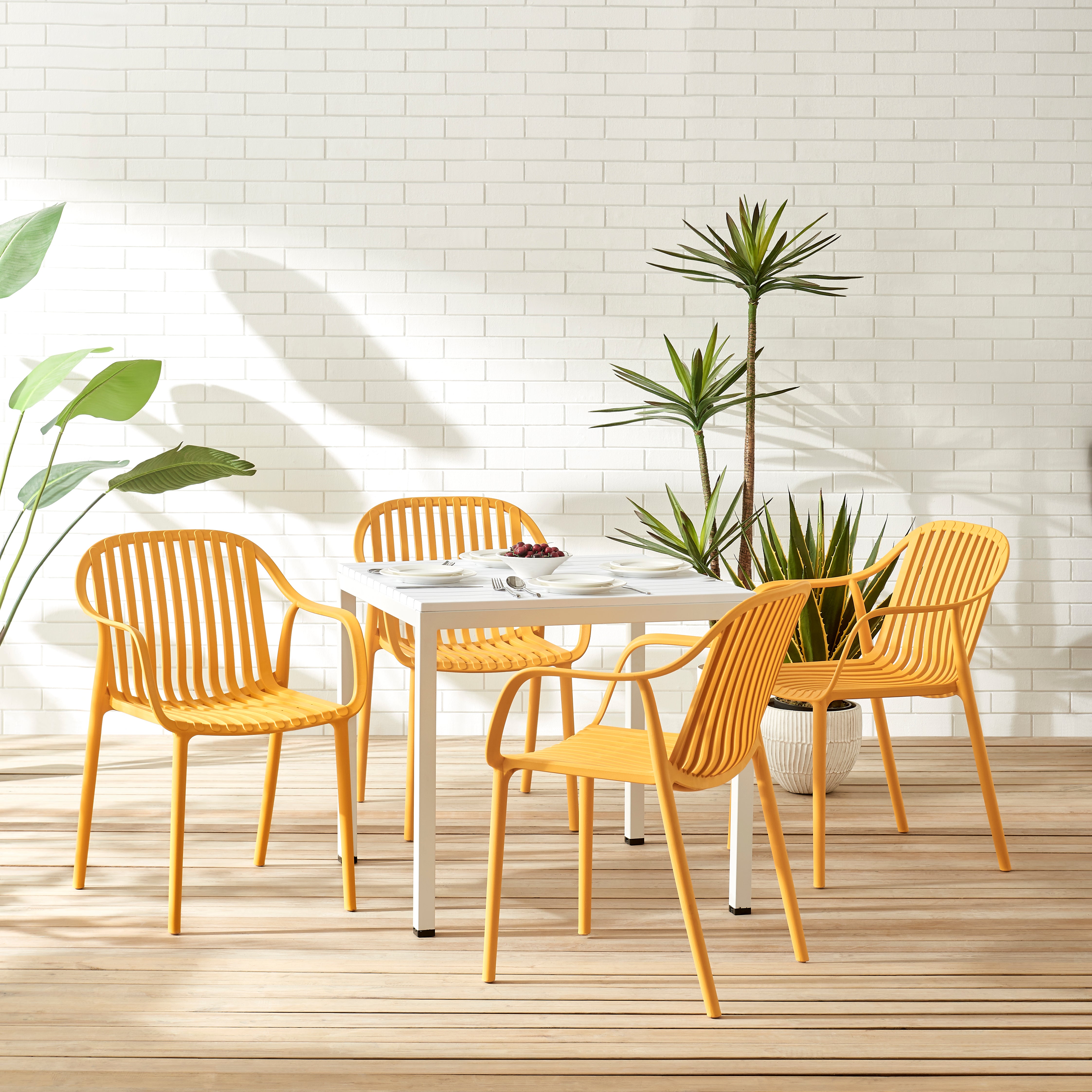 Everest Stackable Chairs - Set of 4, Yellow