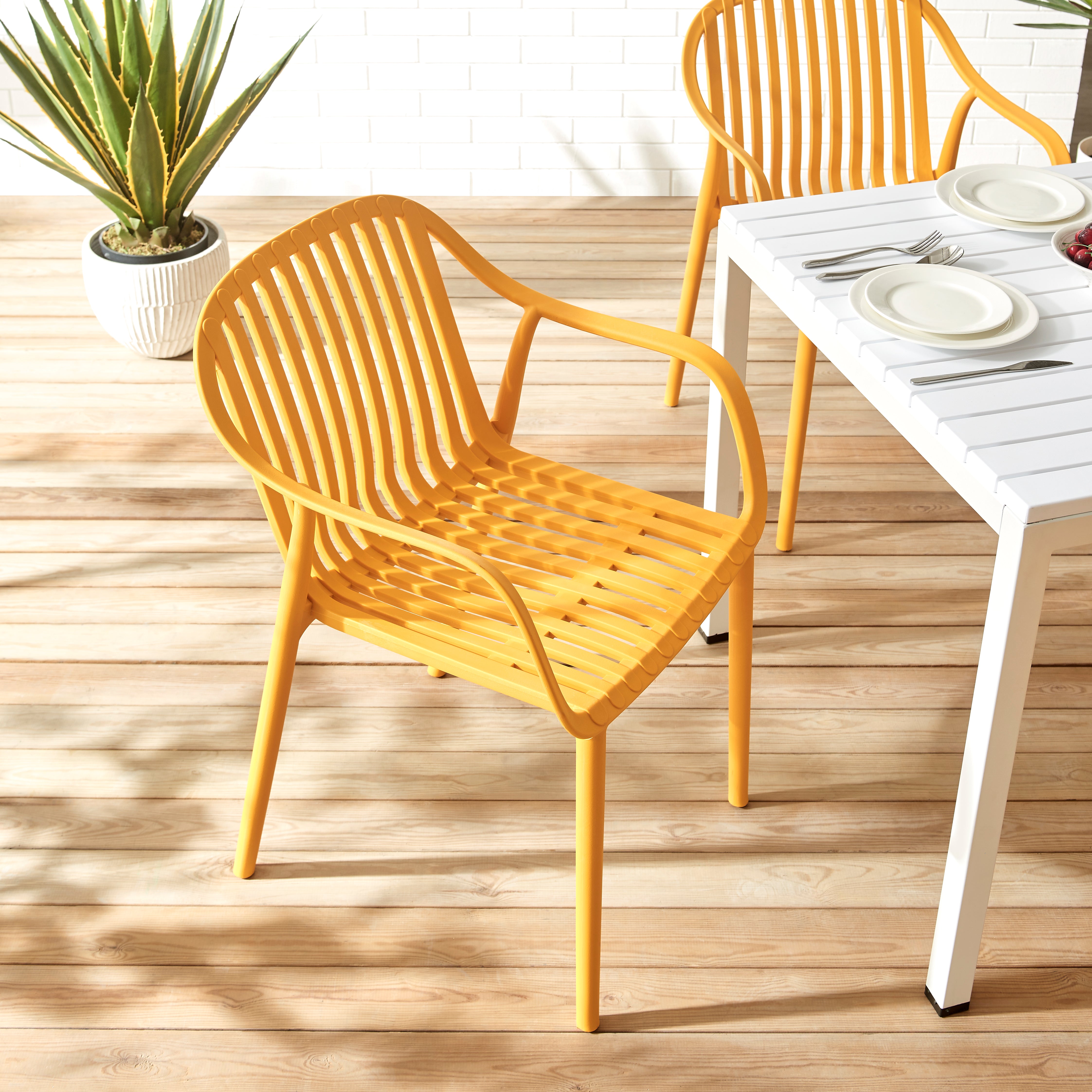 Dana Point Stackable Chairs - Set of 4, Yellow – Xdeco