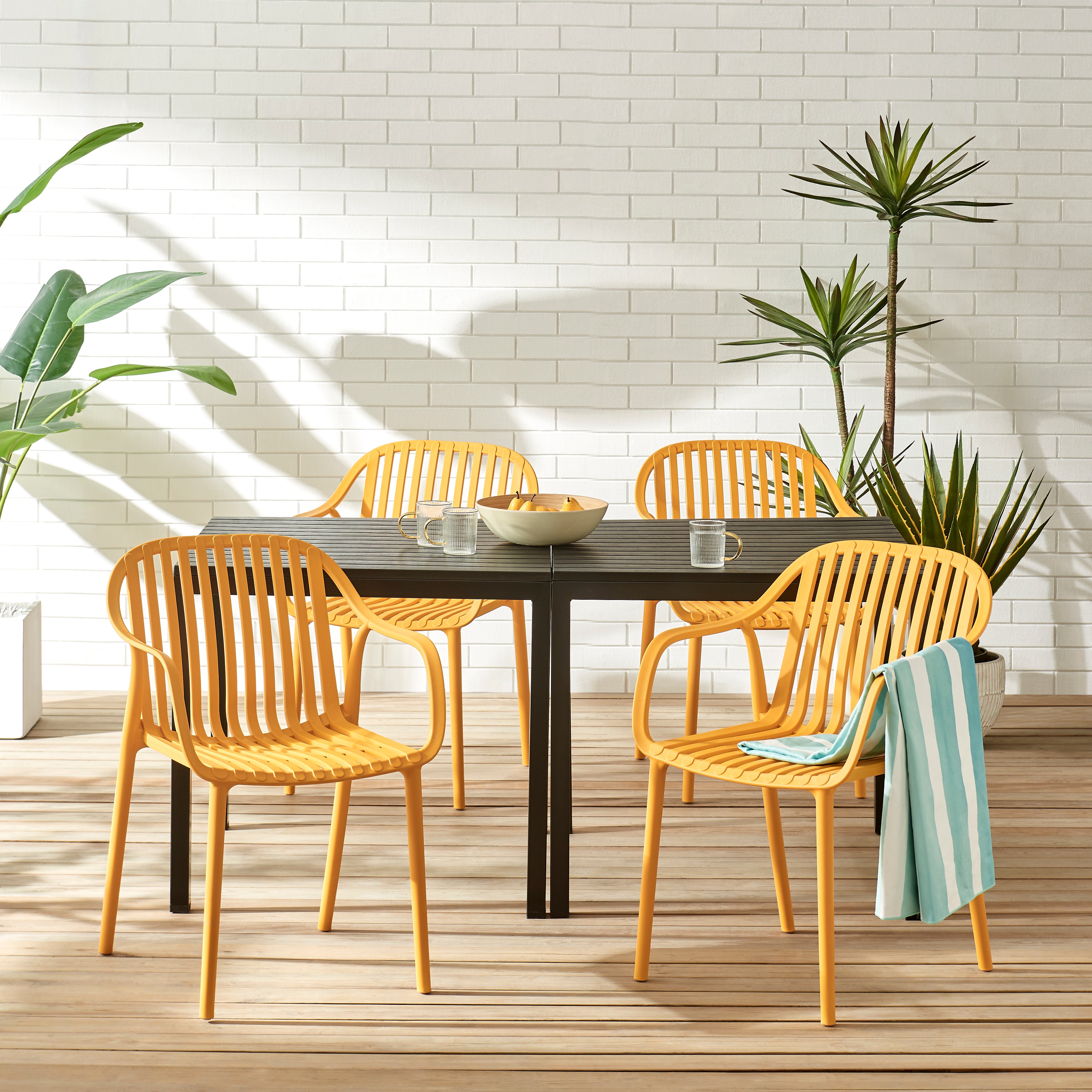 Everest Stackable Chairs - Set of 4, Yellow