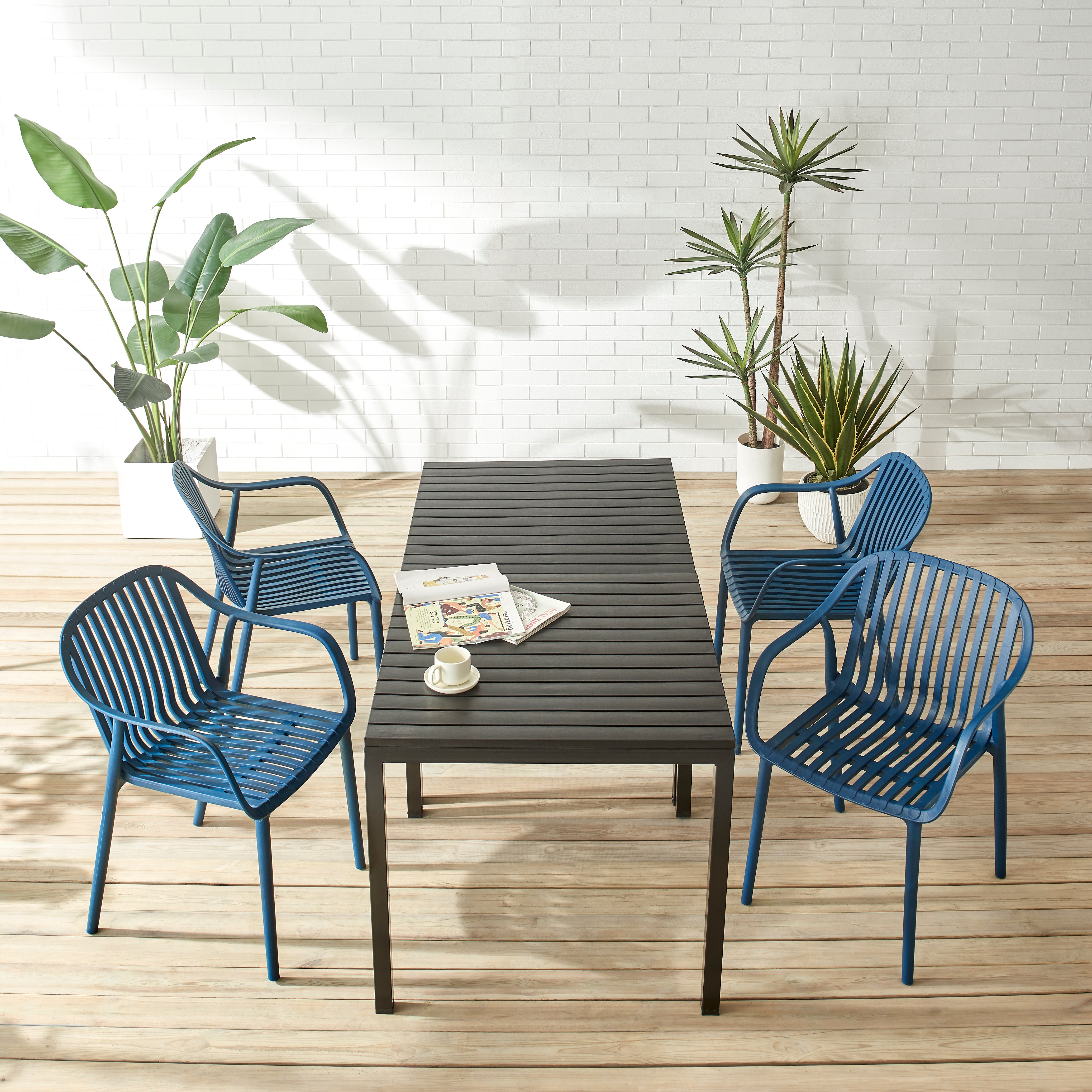 Everest Stackable Chairs - Set of 4, Space Blue