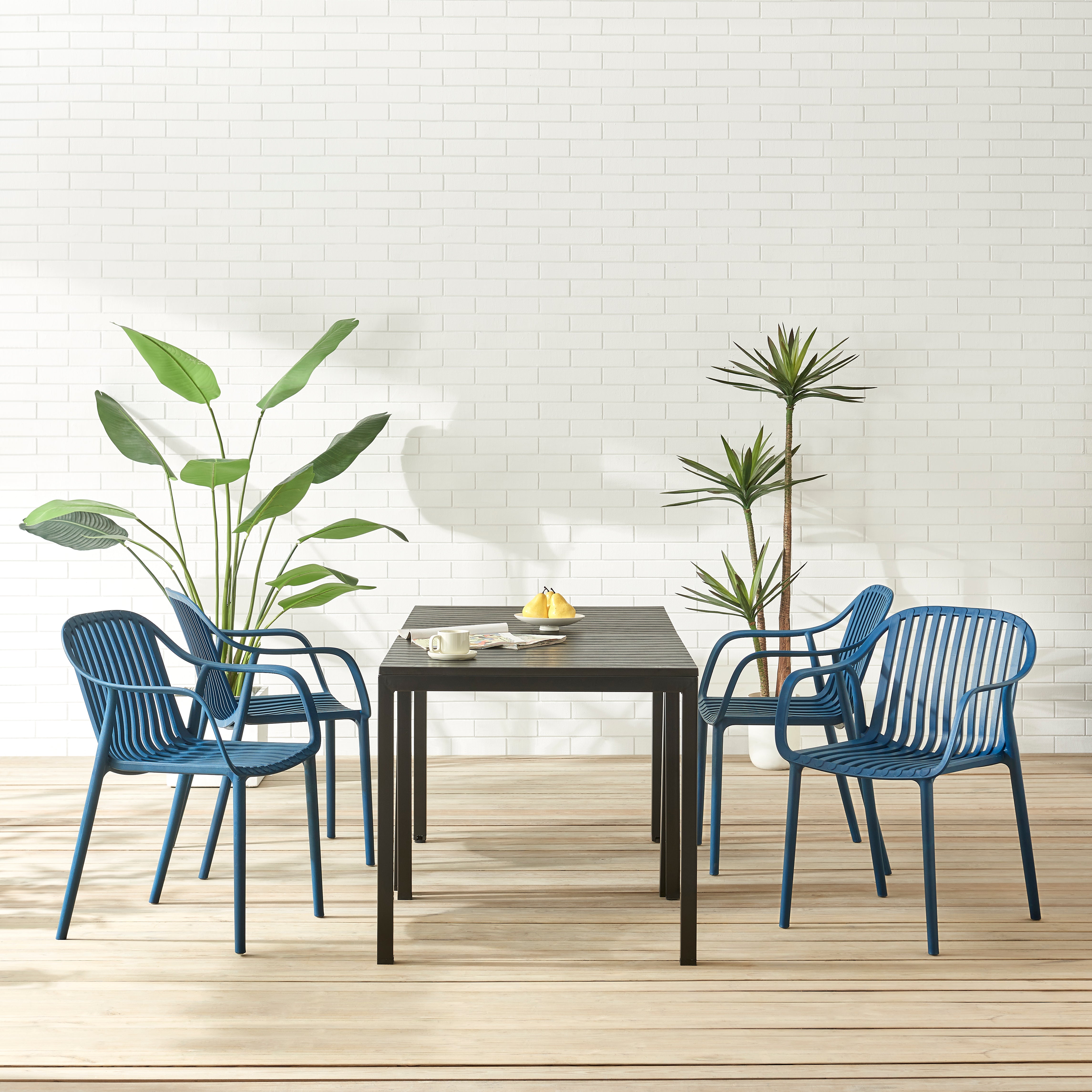 Everest Stackable Chairs - Set of 4, Space Blue