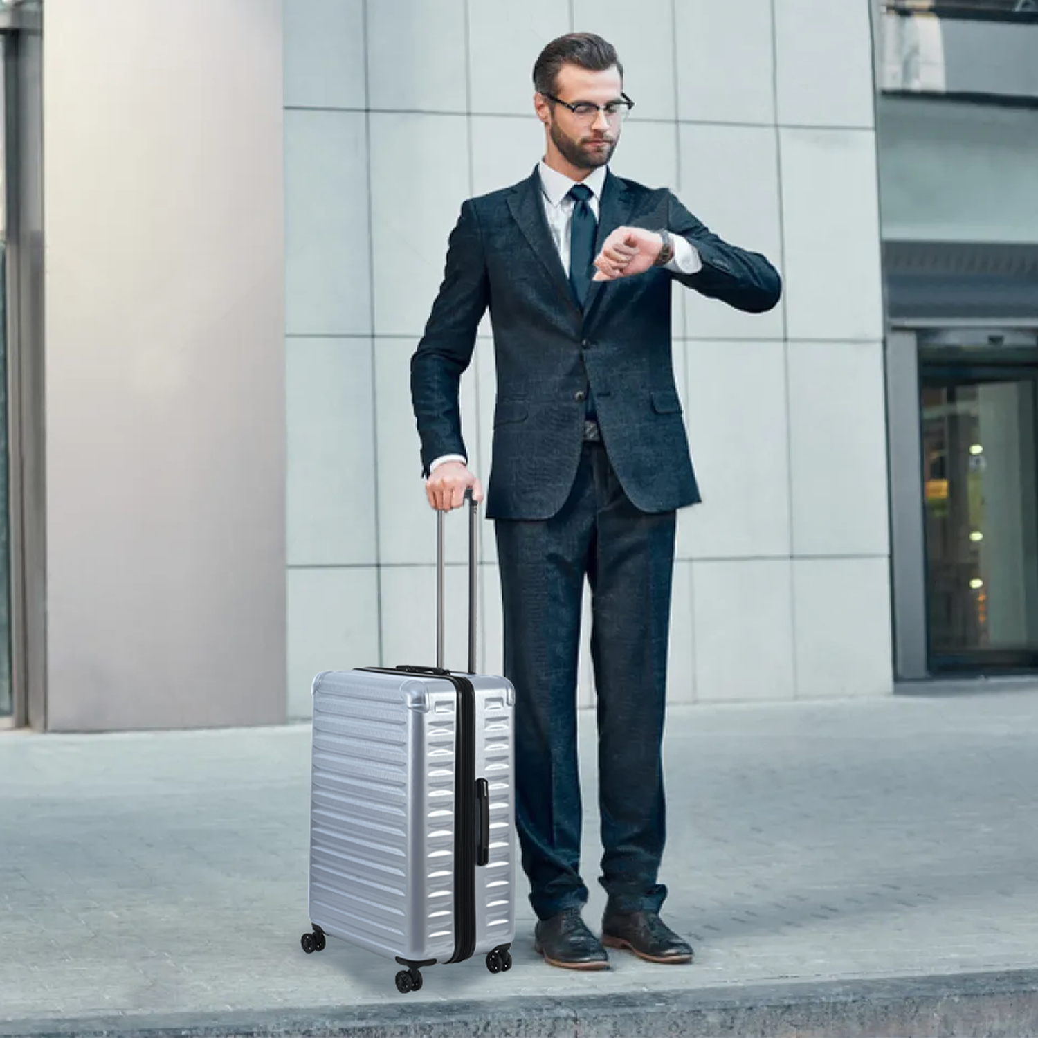 XDECO 3-Pieces Luggage set in brushed silver