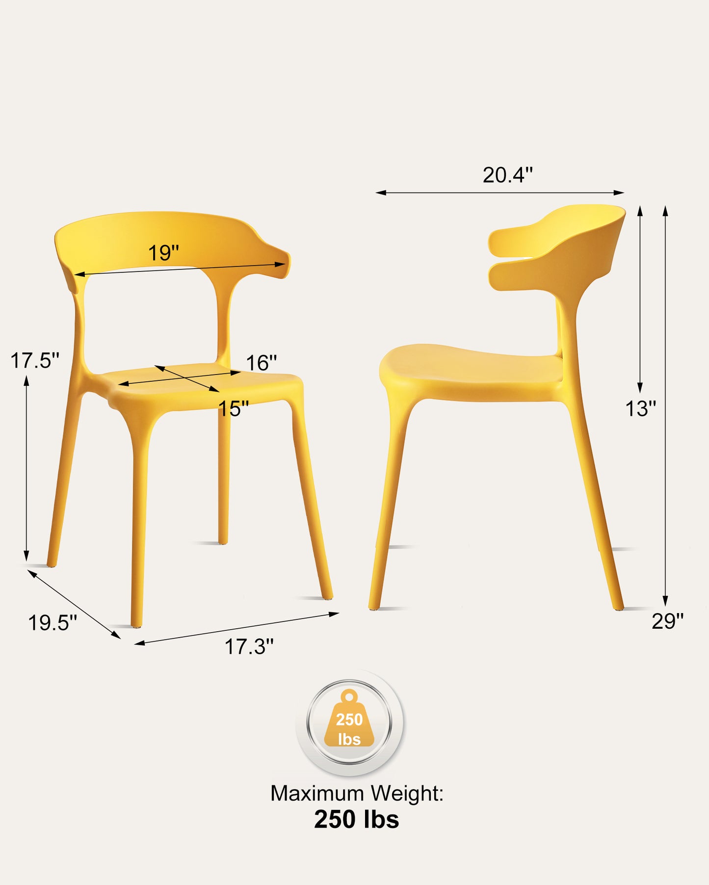 Nara Stackable Chairs, Set of 4, Orange