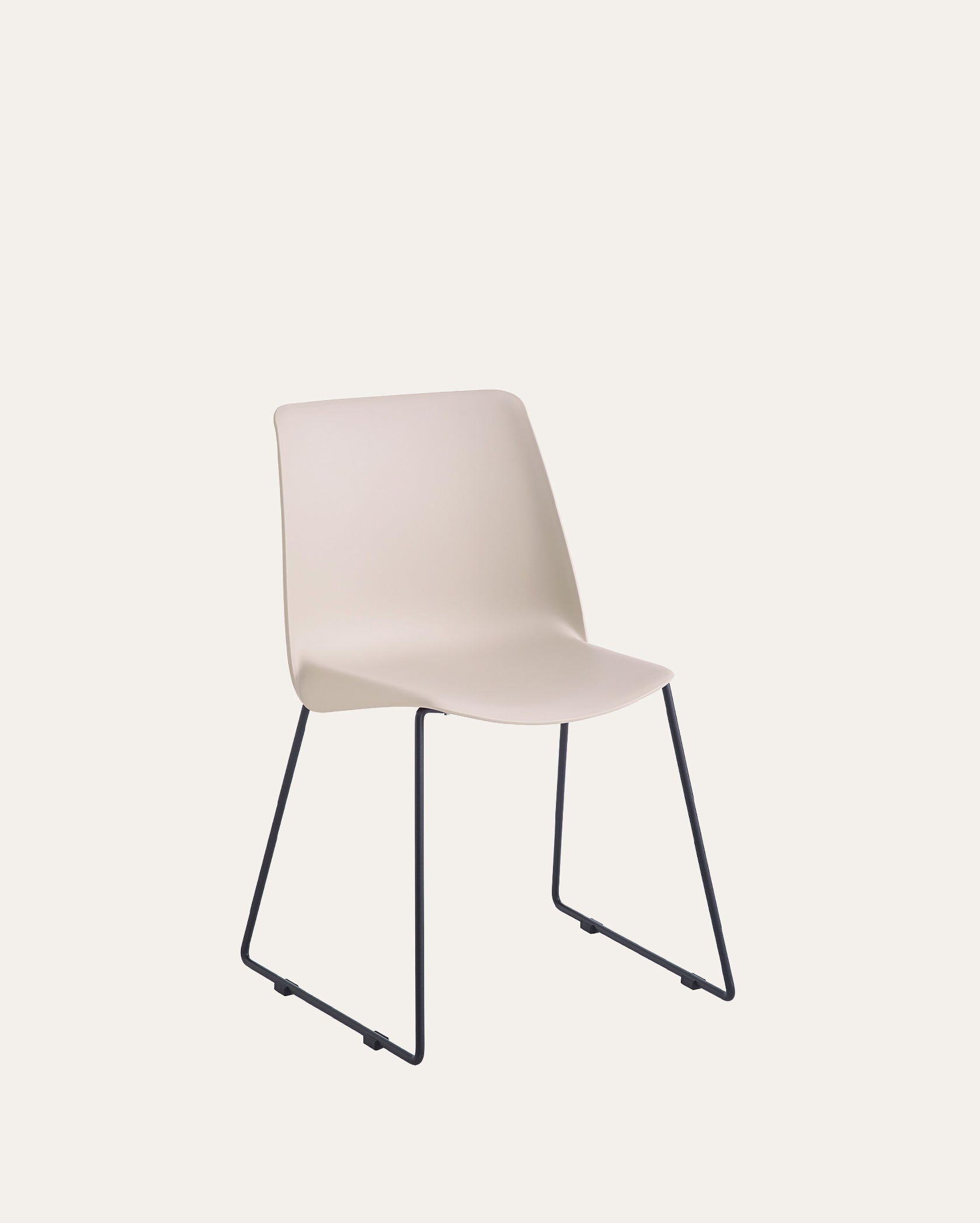 Arcadia Modern Plastic Dining Chair with Metal Legs – Ivory, Set of 2