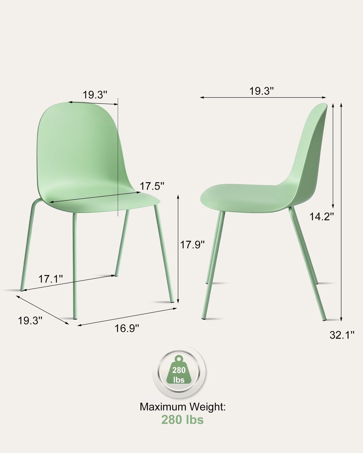 Kyoto Industrial Dining Chair – Green, Set of 4