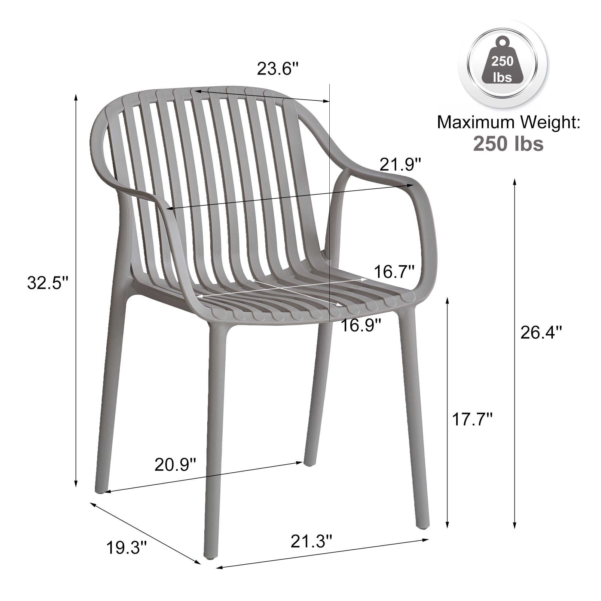 Lille Table with Everest Chairs Dining Set, Grey
