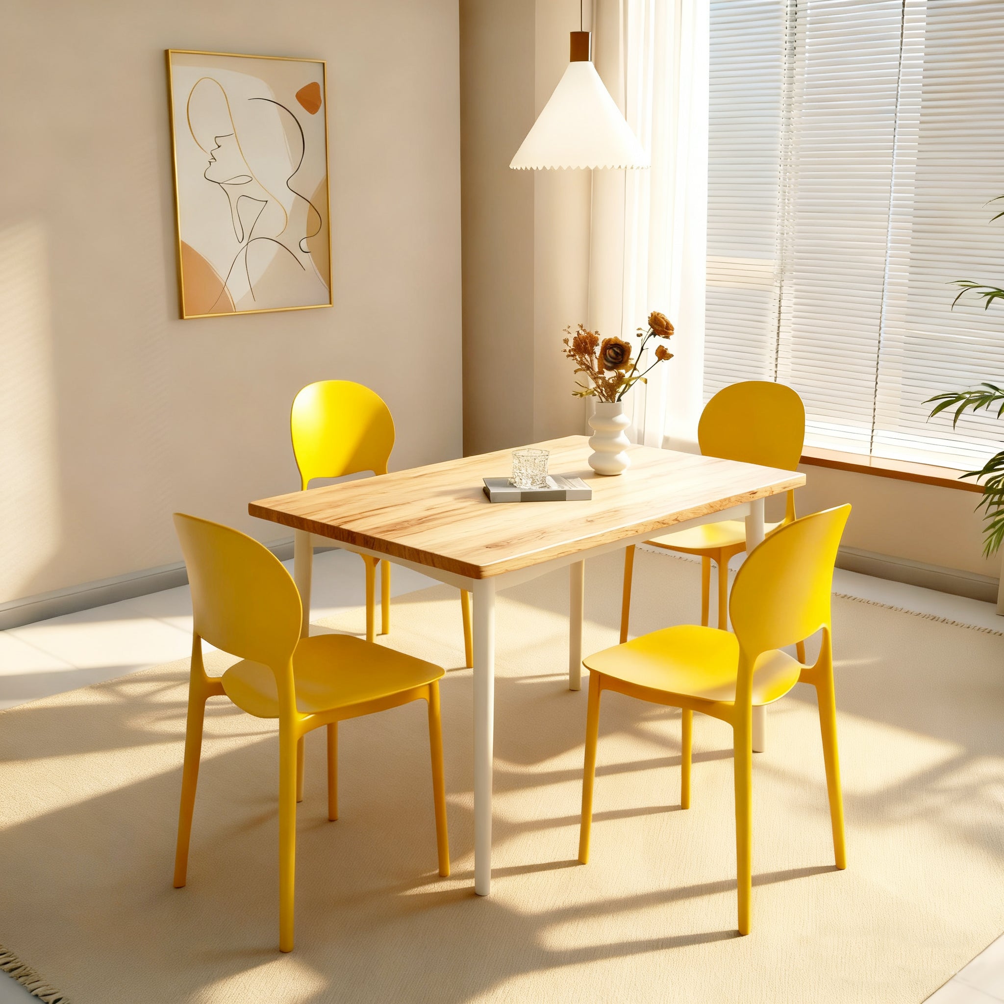 Barker Dam Compact Stackable Dining Chair Set of 4, Yellow