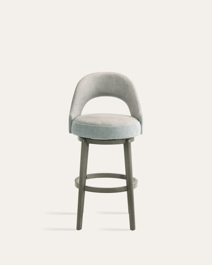 Whistler Swivel Velvet Bar Stools, Grey, Set of 2