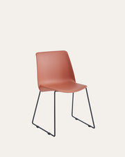 Arcadia Modern Plastic Dining Chair with Metal Legs – Red, Set of 2