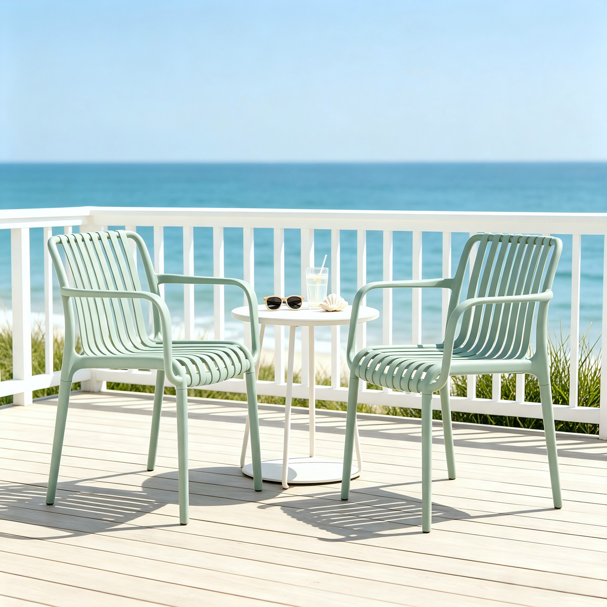 Dana Point Flex Stackable Chairs - Set of 4, Eucalyptus Green