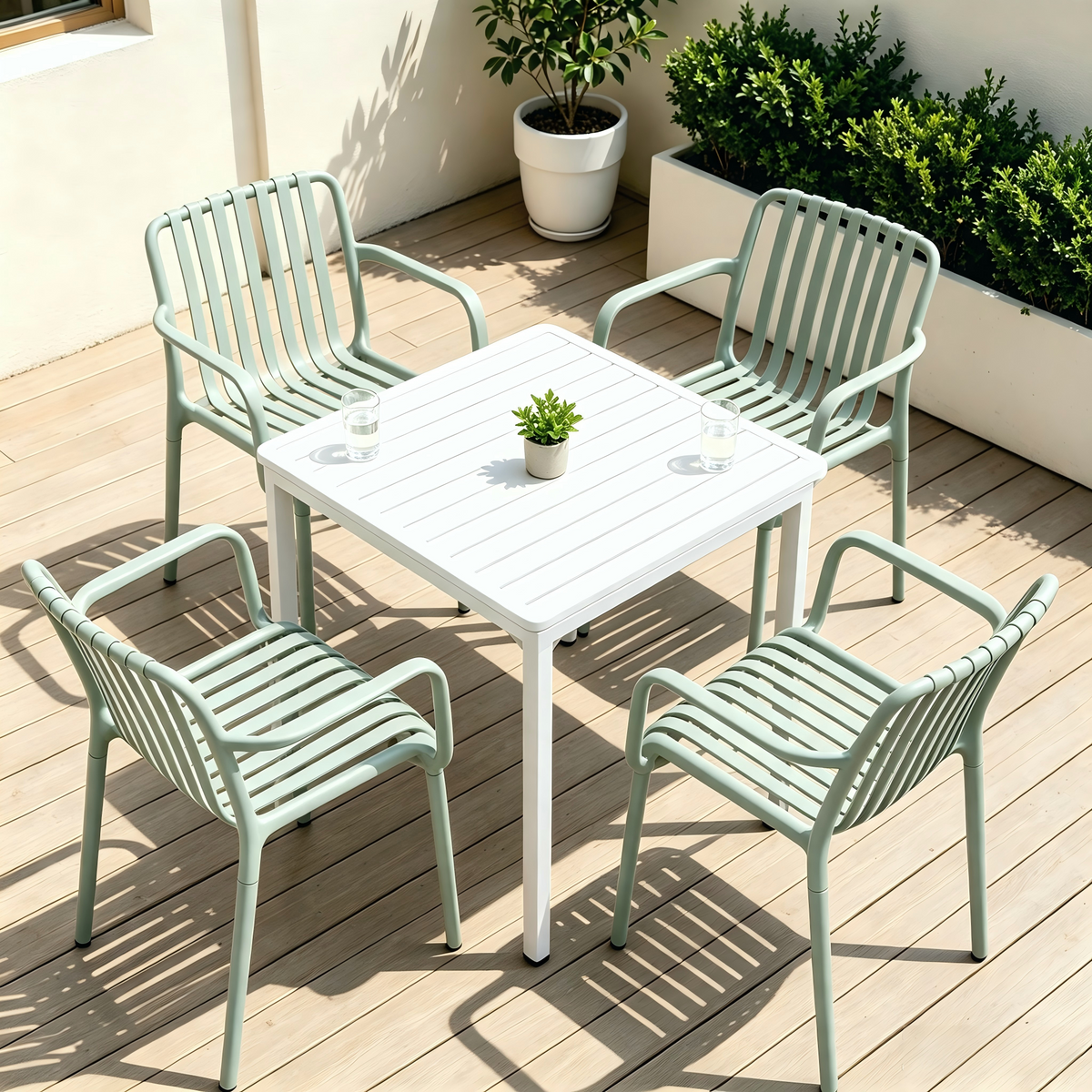 Dana Point Flex Stackable Chairs - Set of 4, Eucalyptus Green