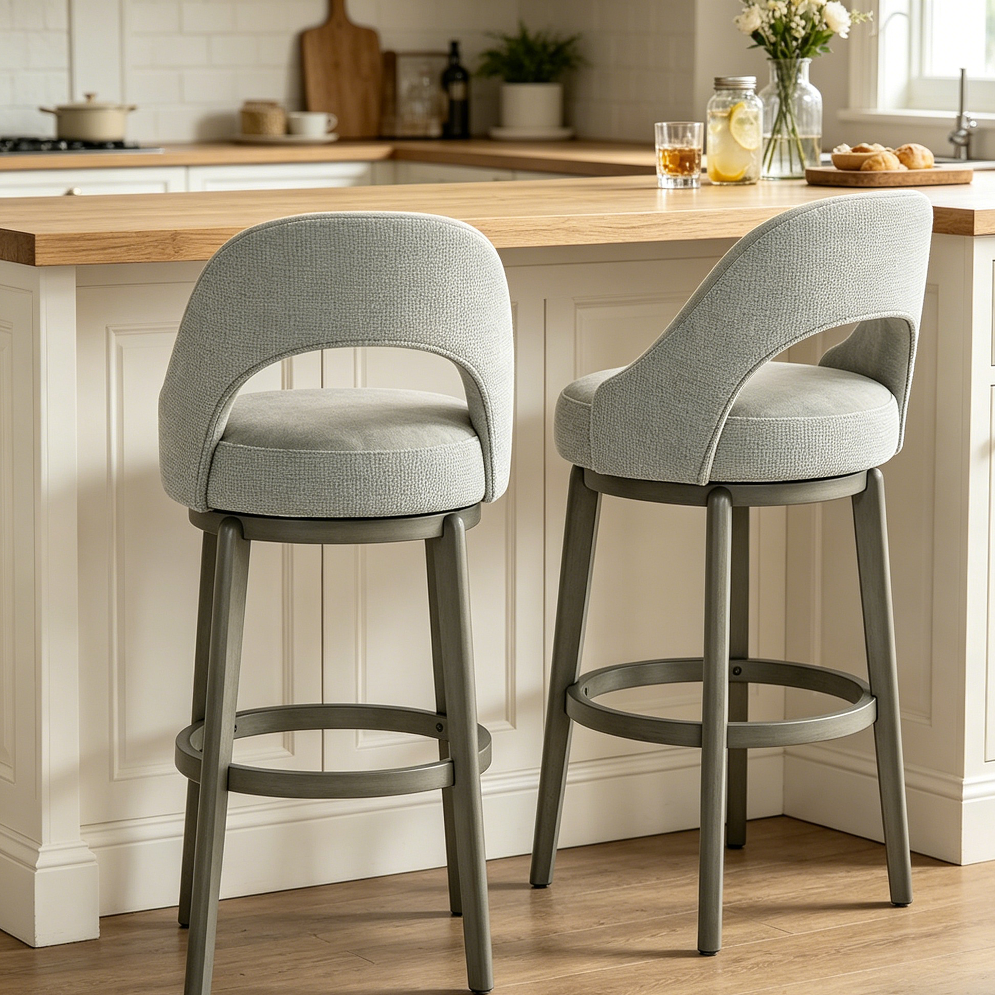 LA Jolla Swivel Velvet Counter Stools, Set of 2