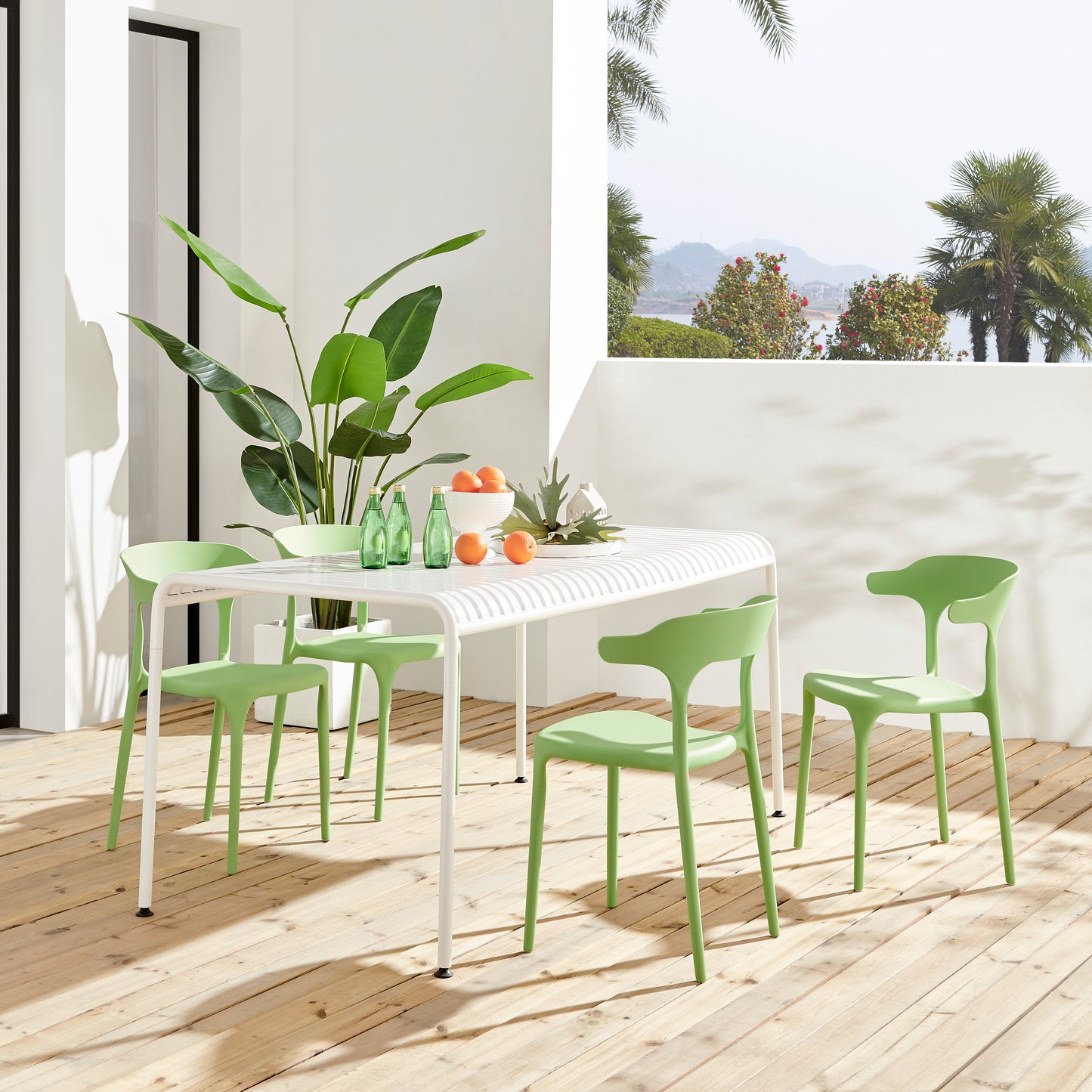 Nara Stackable Chairs, Set of 4, Green
