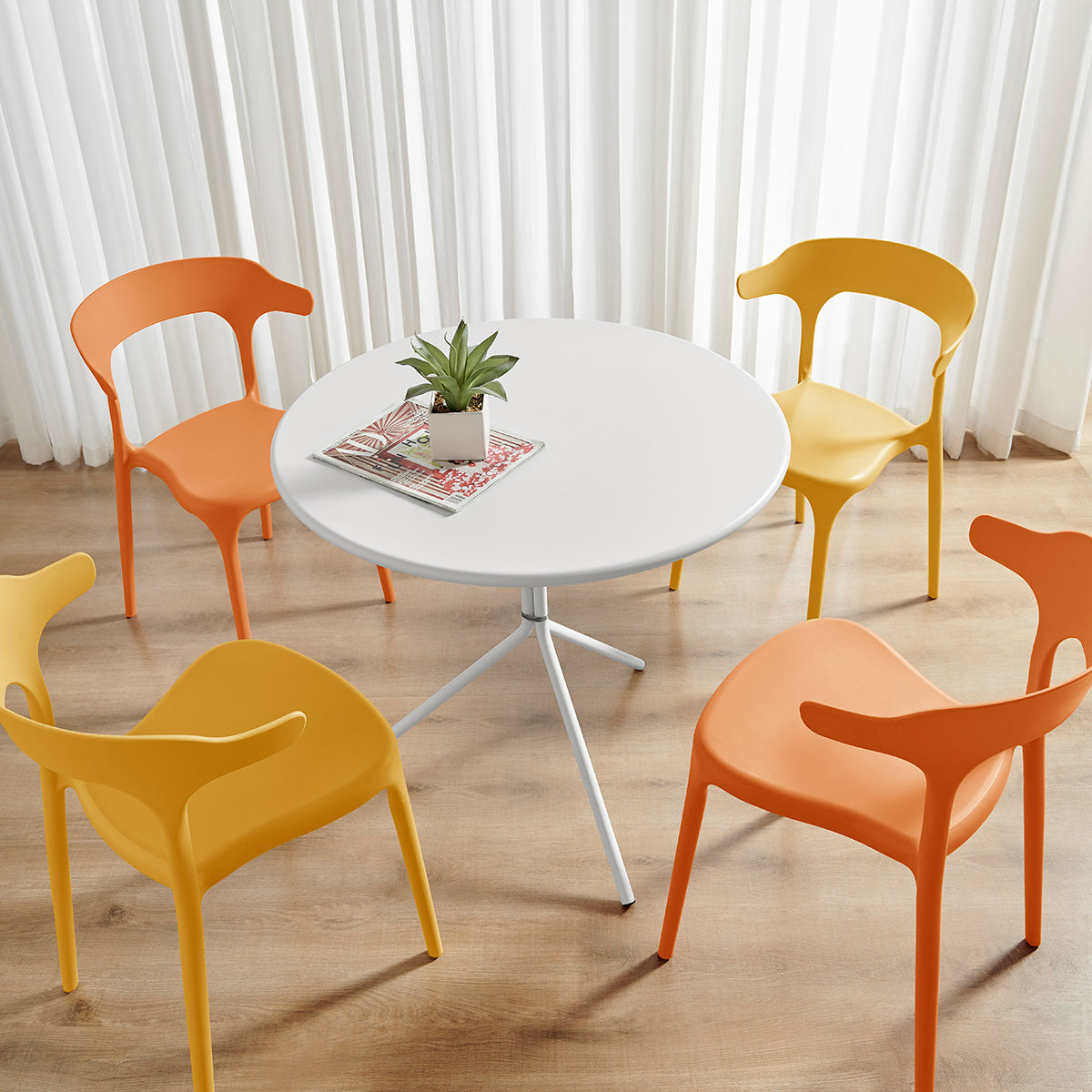 Coachella Stackable Chairs - Set of 4, Mustard Yellow